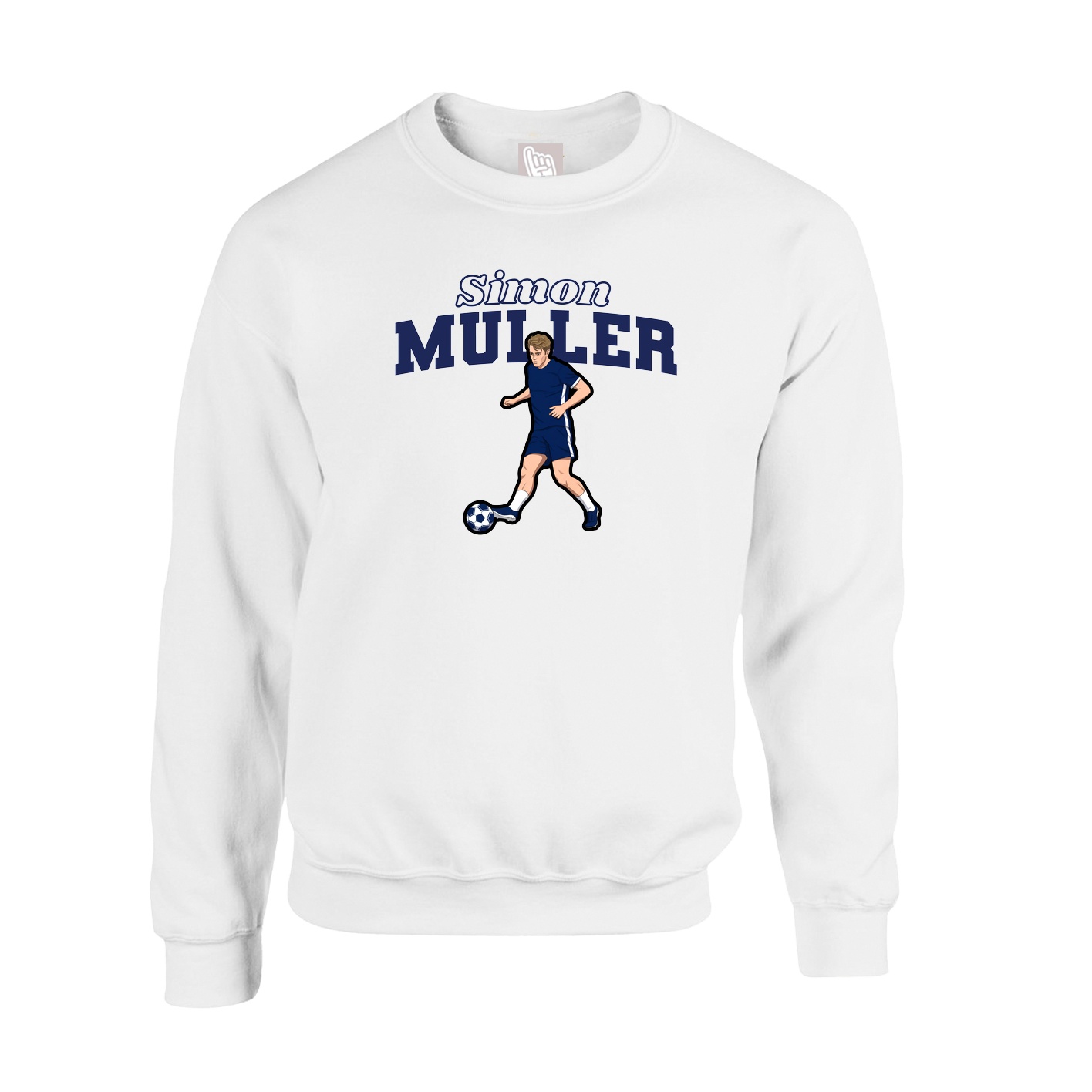 Fleece Crew — Name Arch in White