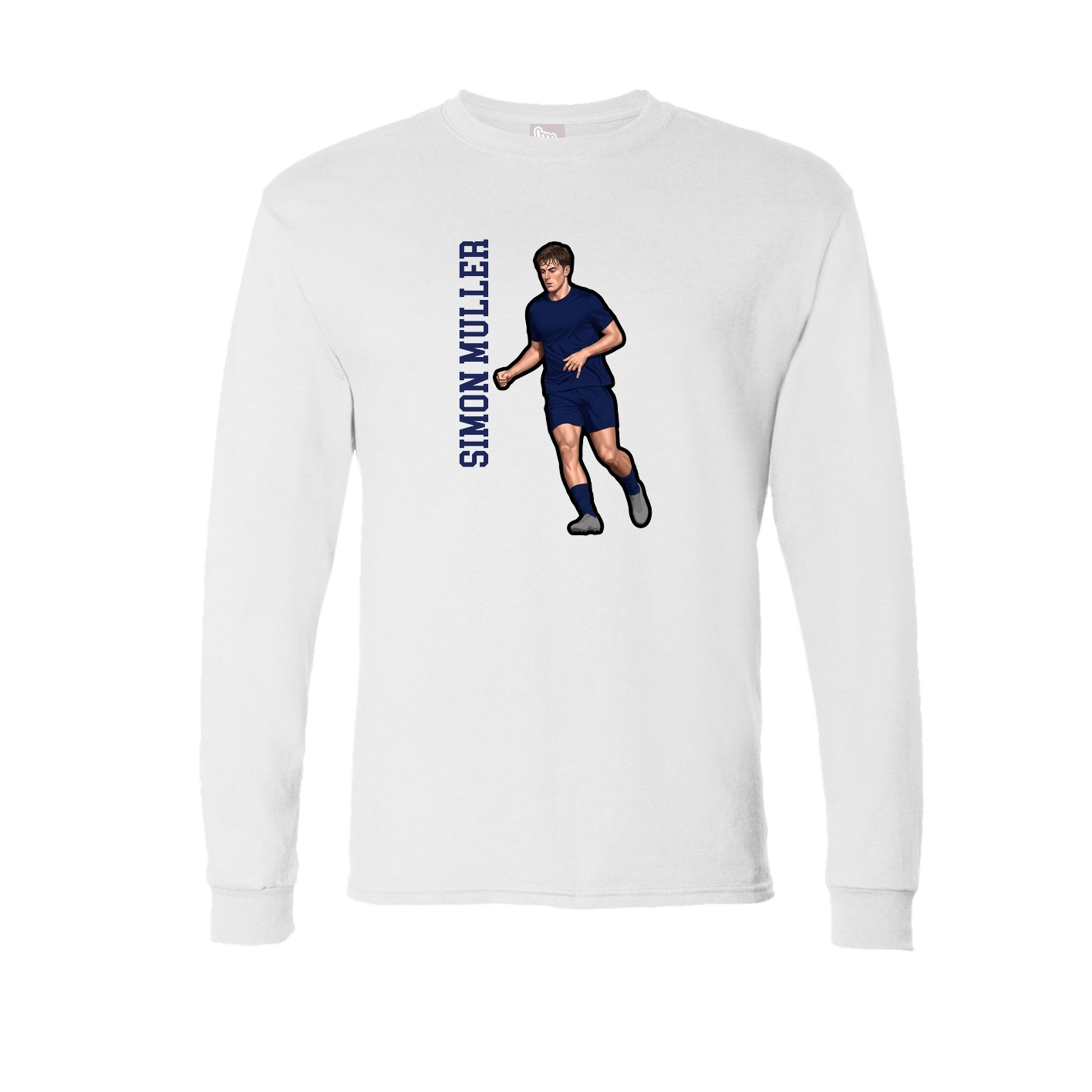 Long Sleeve Tee — Name Vertical in White