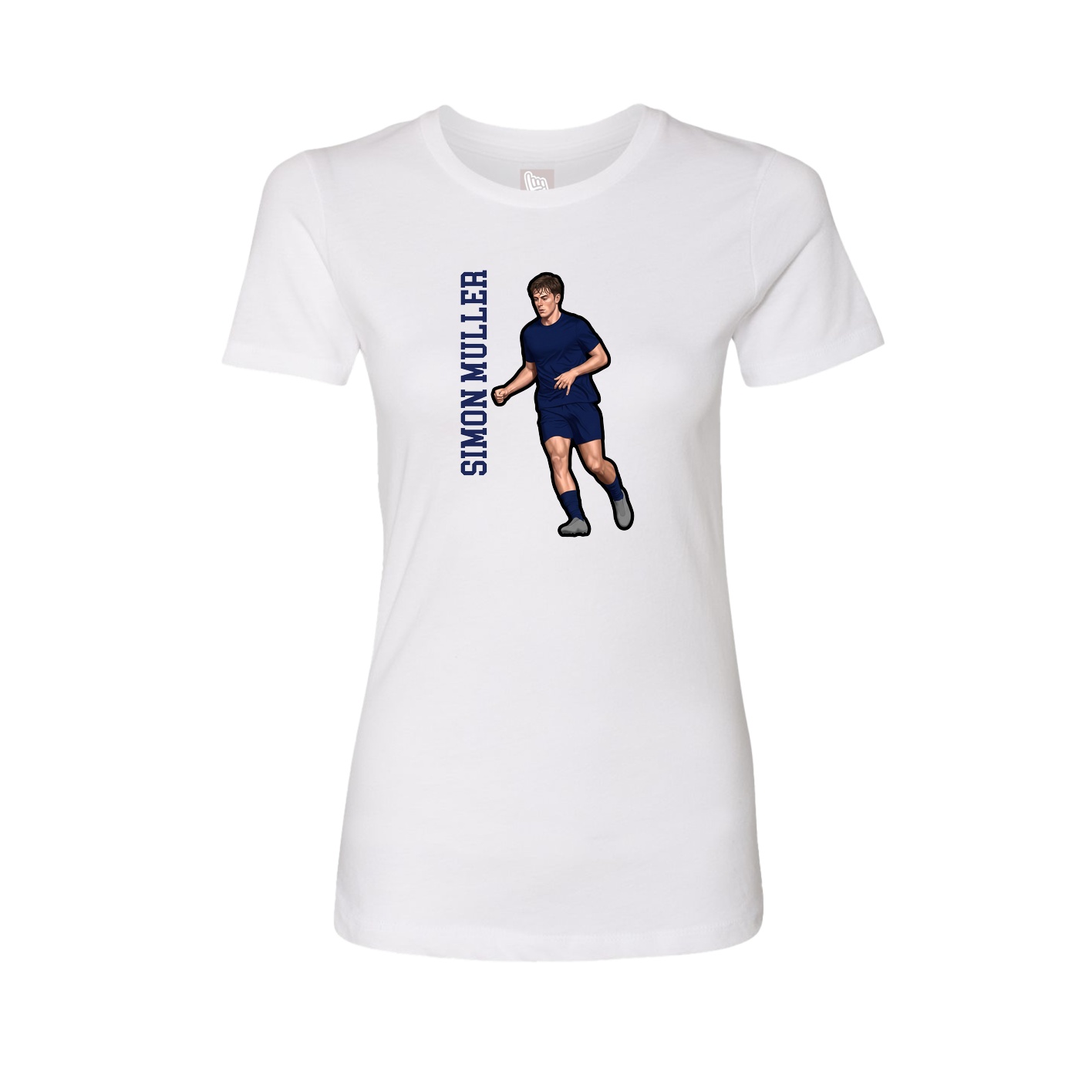 Fitted Women's Tee — Name Vertical in White