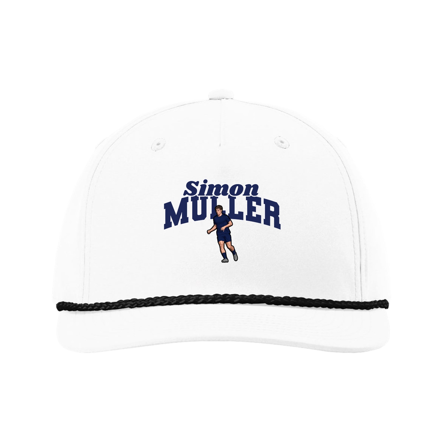 Five-Panel Classic Rope Cap — Signature Arch in White