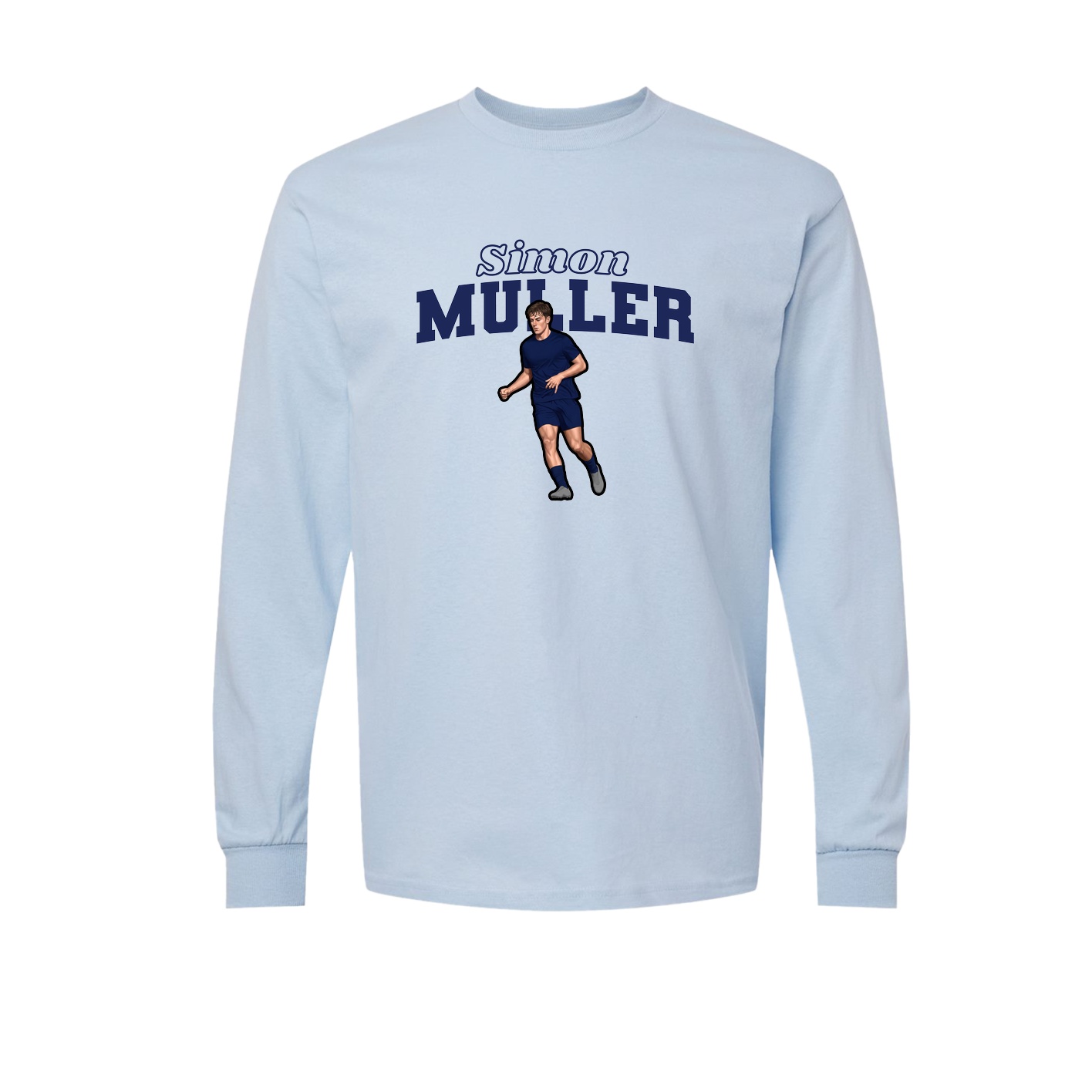 Long Sleeve Tee — Name Arch in Light Blue