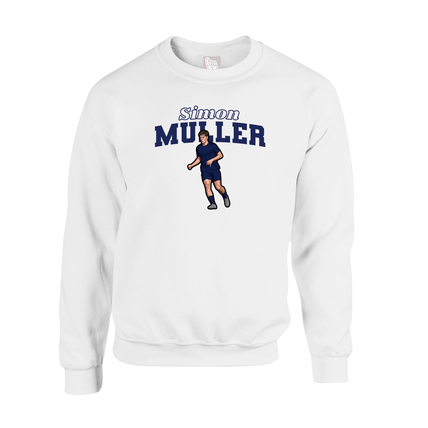 Fleece Crew — Name Arch in White