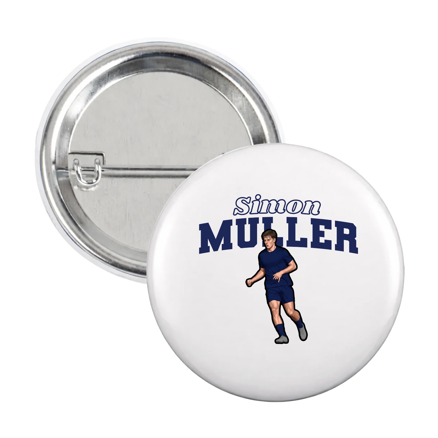 Game Day Button — Name Arch in White
