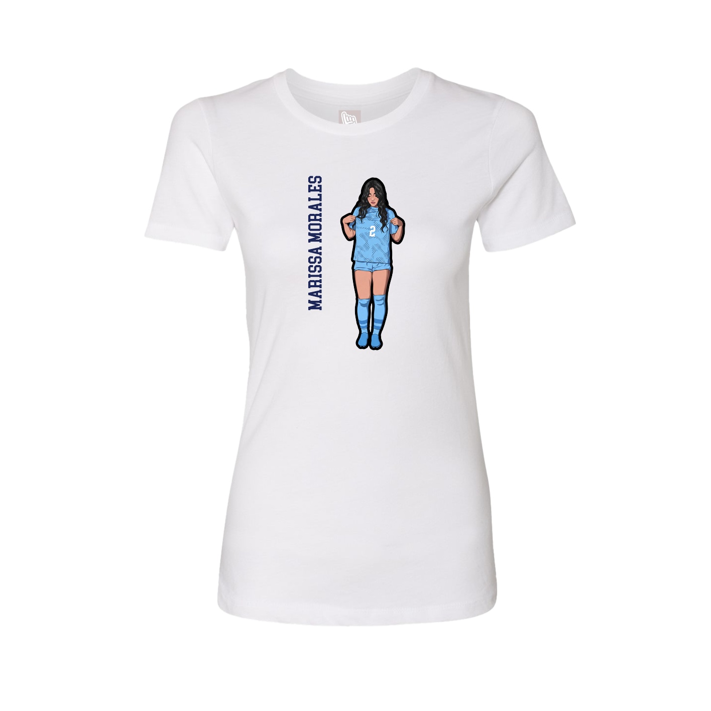 Fitted Women's Tee — Name Vertical in White