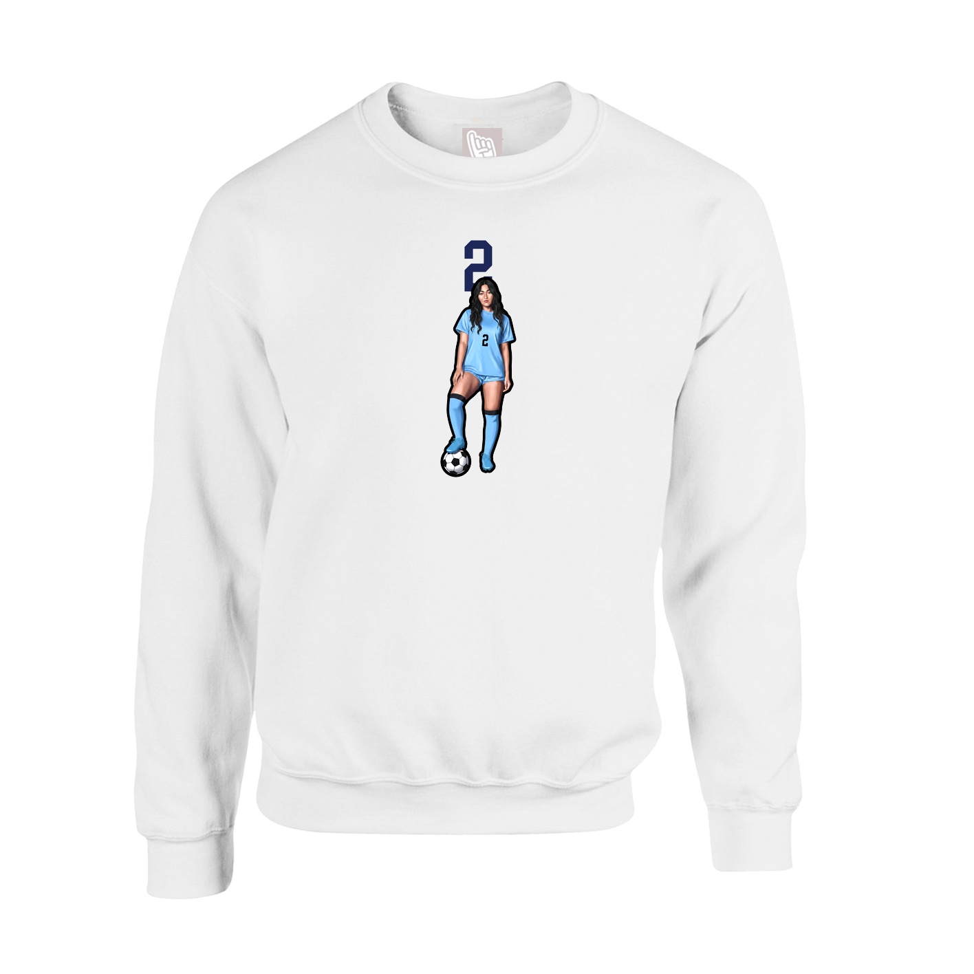 Fleece Crew — Number Top in White