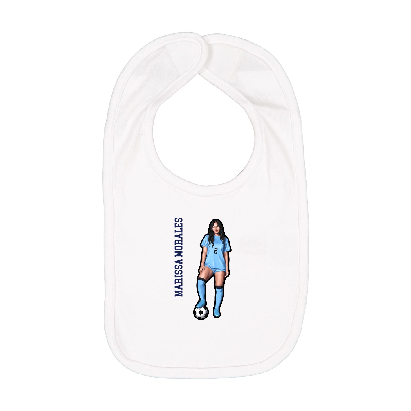 Infant Bib — Name Vertical in White