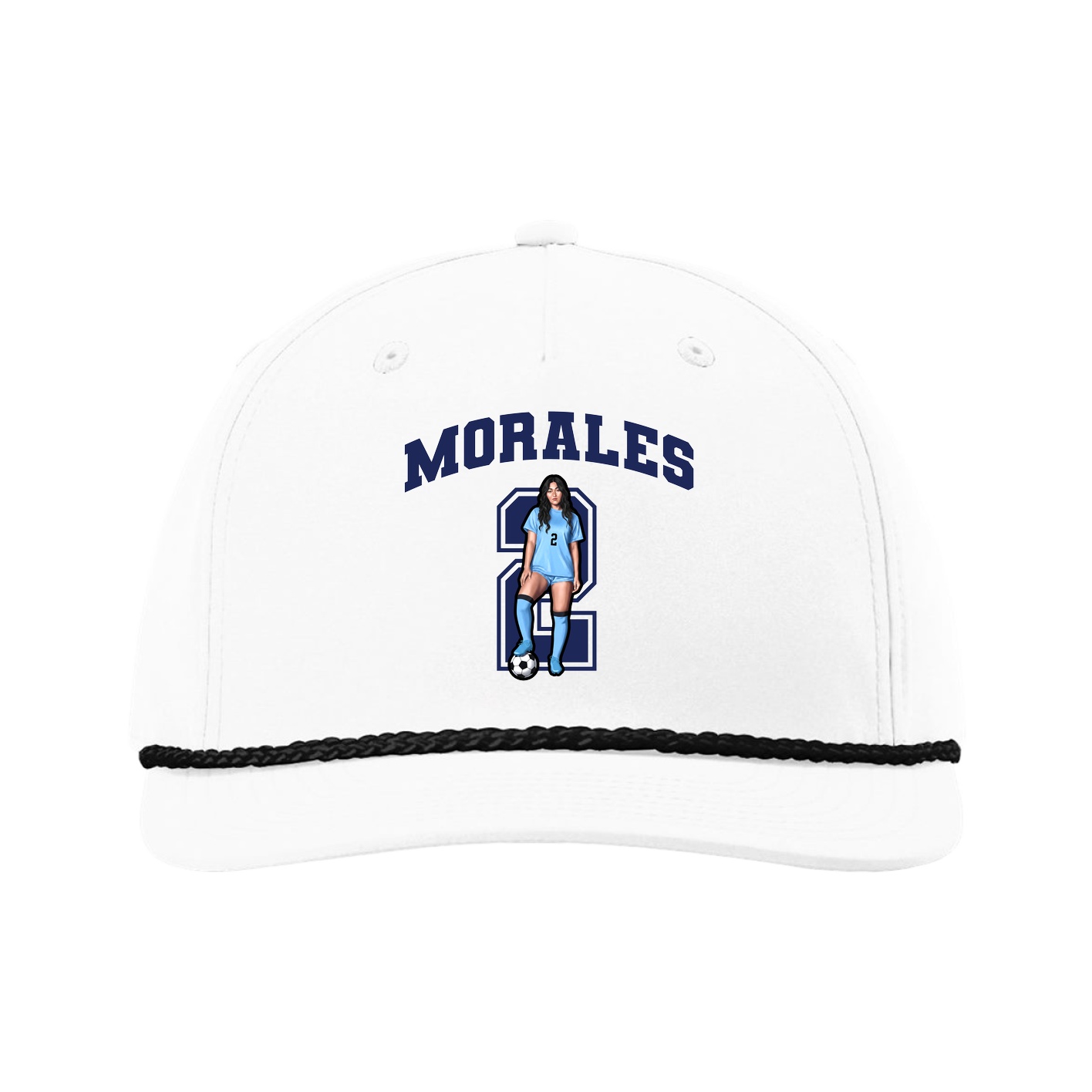 Five-Panel Classic Rope Cap — Number in White