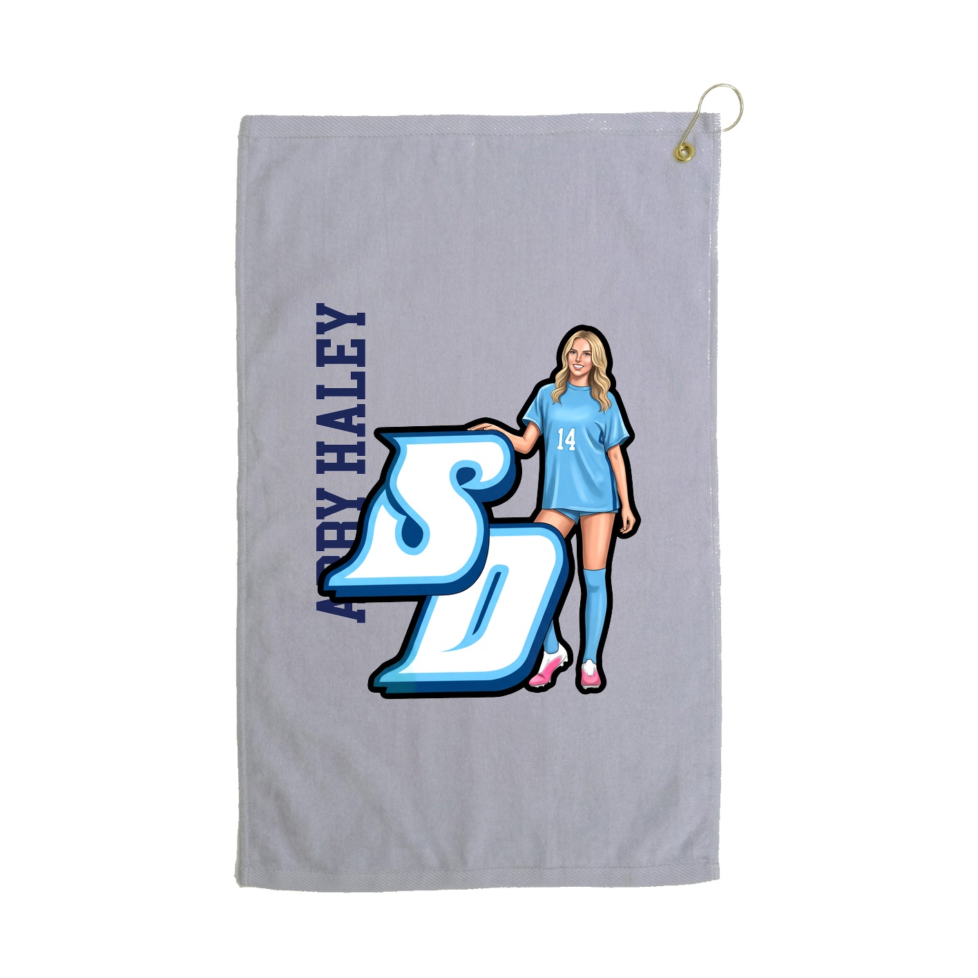 Golf Towel — Name Vertical in Grey