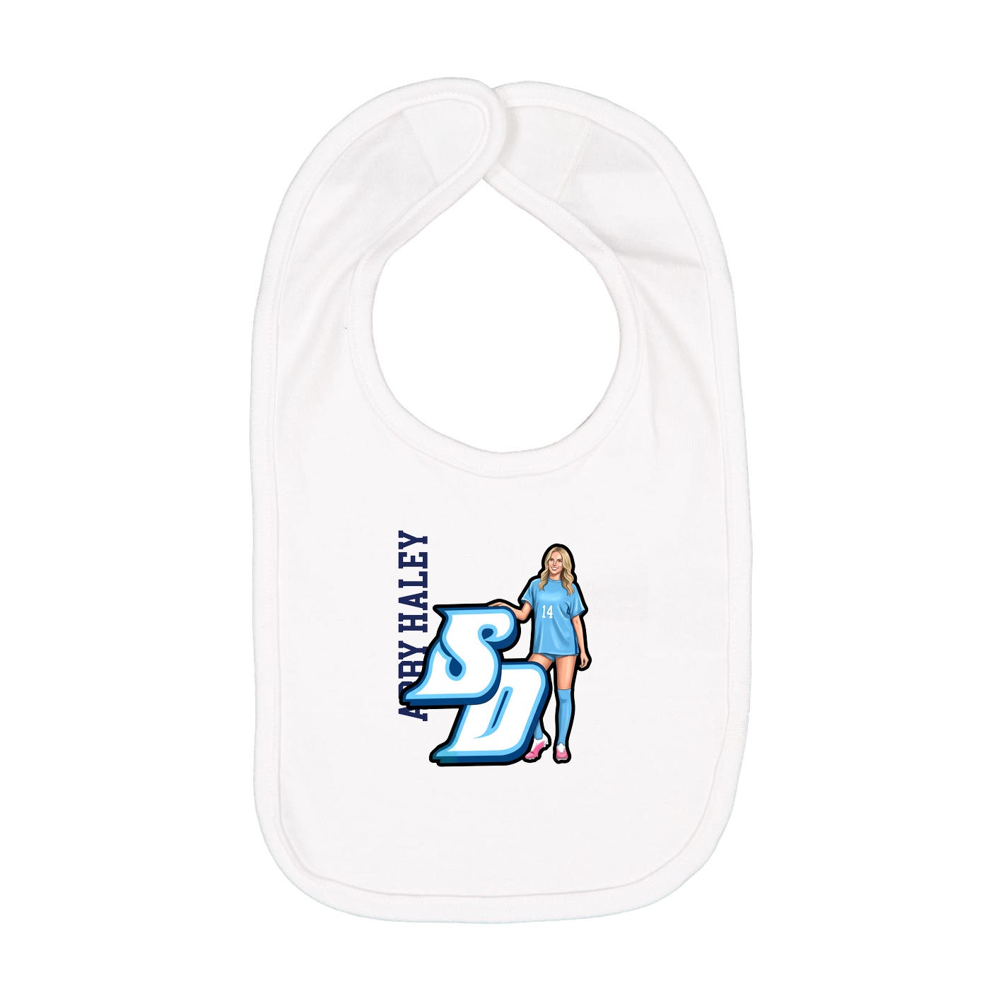 Infant Bib — Name Vertical in White