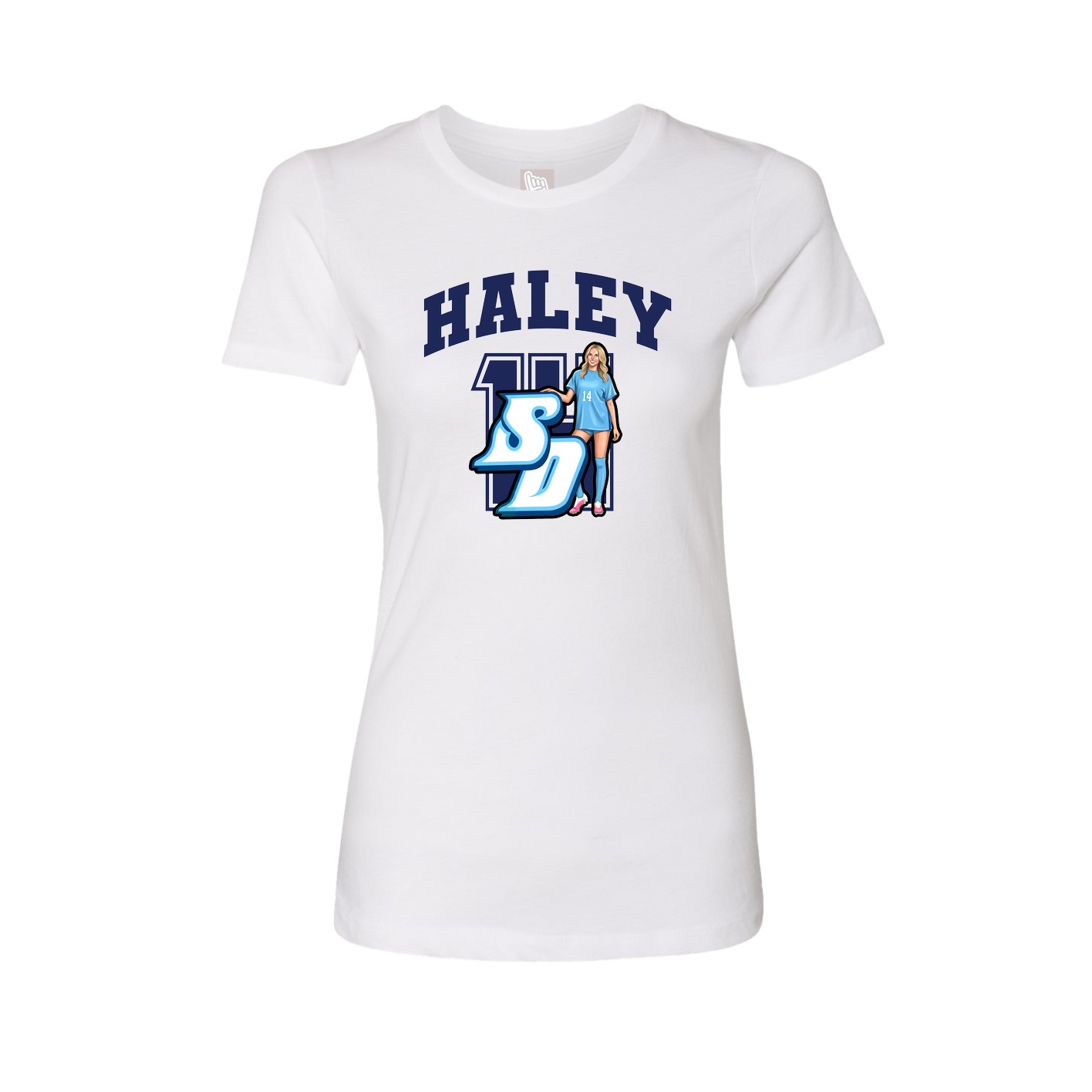 Fitted Women's Tee — Number in White