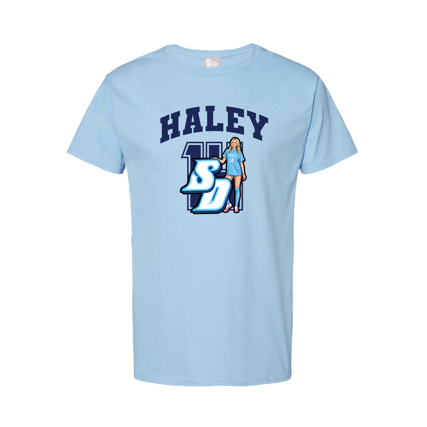 Youth Tee — Number in Light Blue