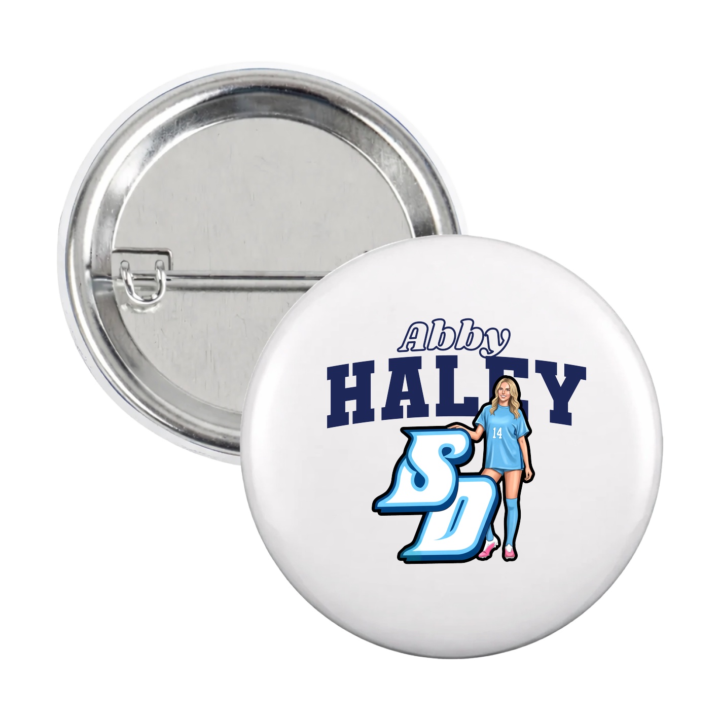 Game Day Button — Name Arch in White
