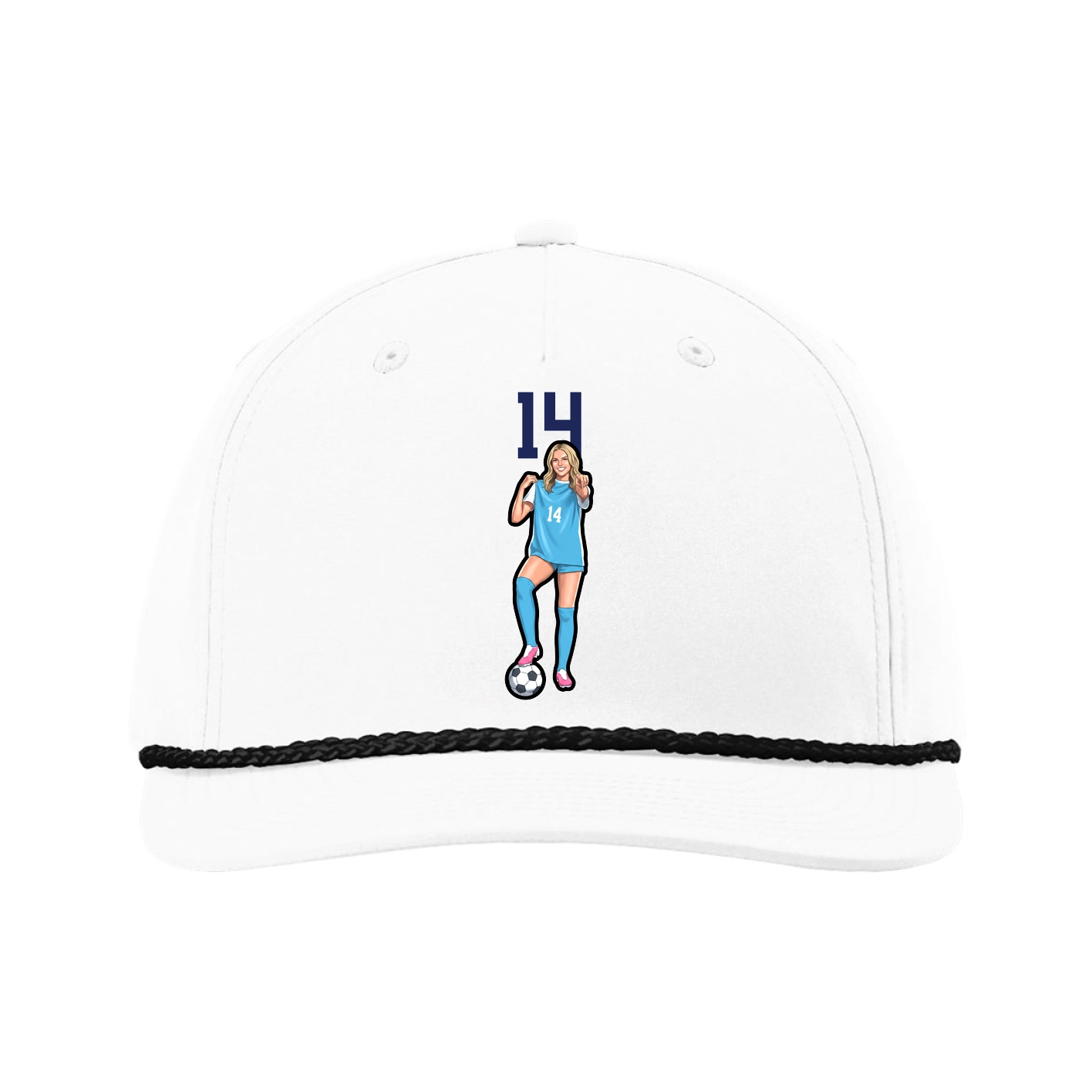 Five-Panel Classic Rope Cap — Number Top in White
