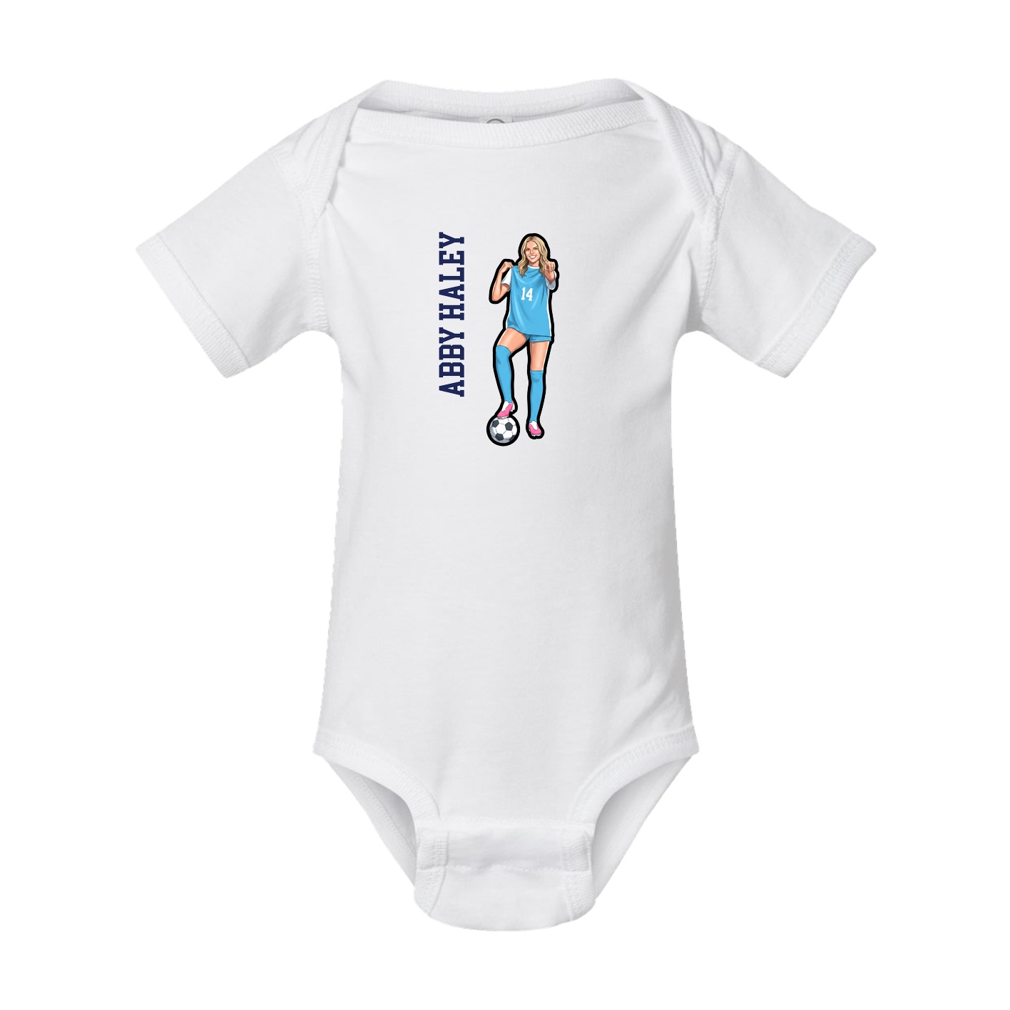 Baby Onesie — Name Vertical in White
