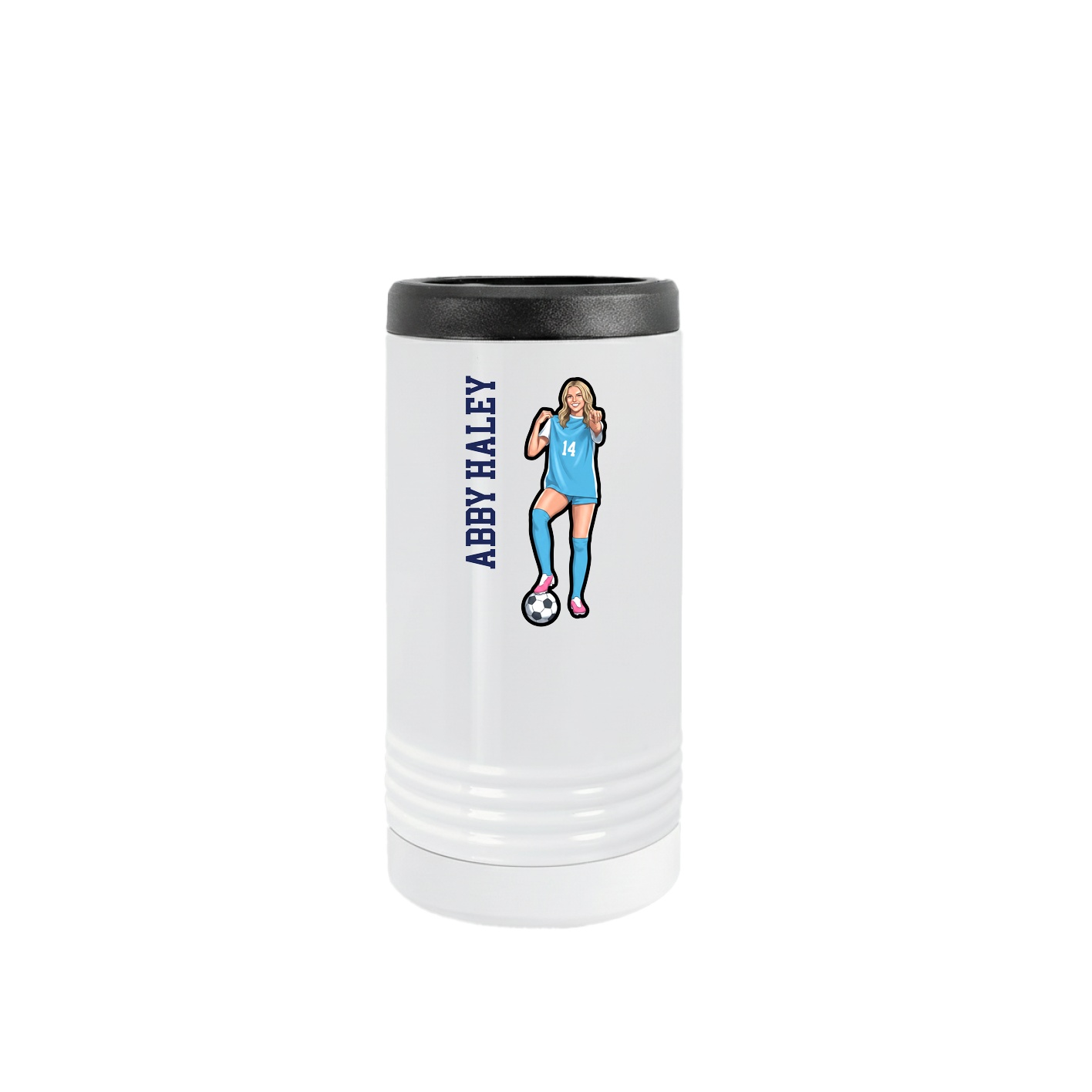 Slim Beverage Holder — Name Vertical in White