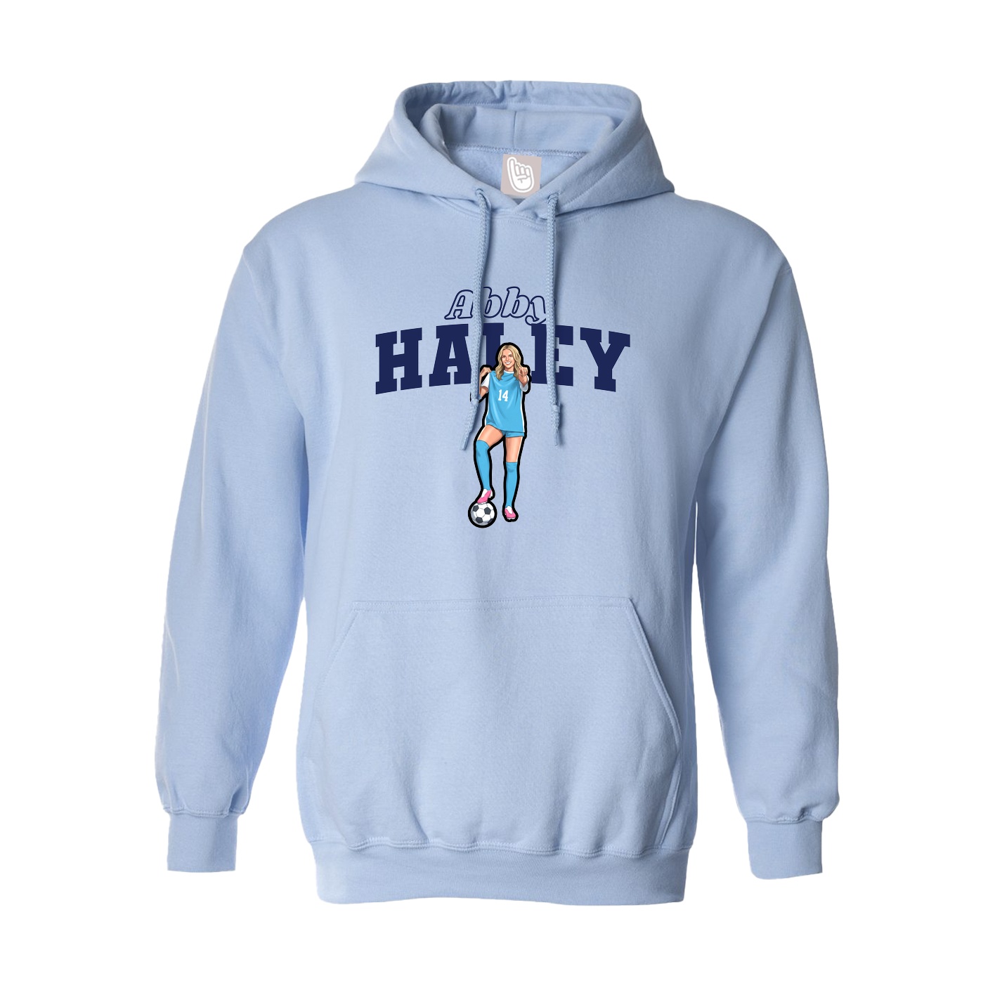 Hoodie — Name Arch in Light Blue