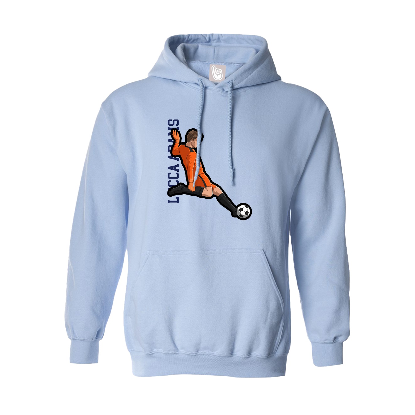 Hoodie — Name Vertical in Light Blue