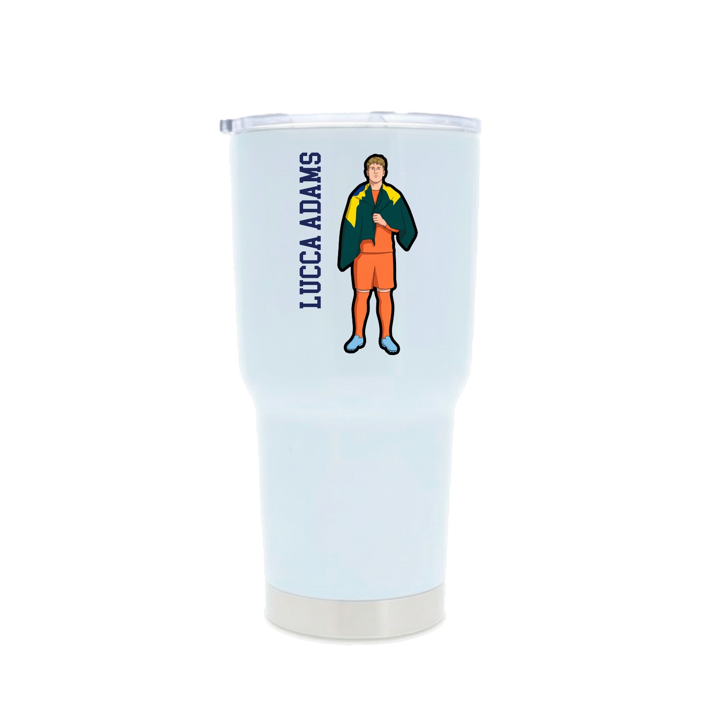 30oz Stainless Steel Tumbler — Name Vertical in White