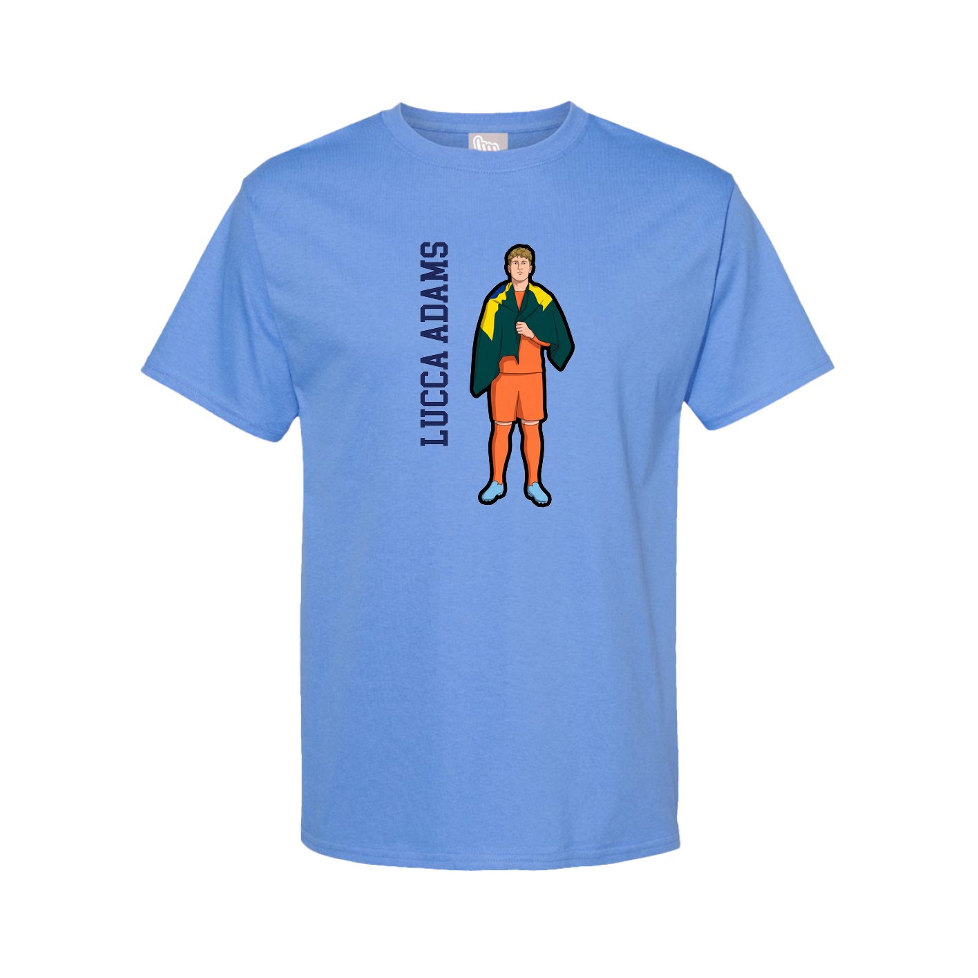 Tee — Name Vertical in Powder Blue