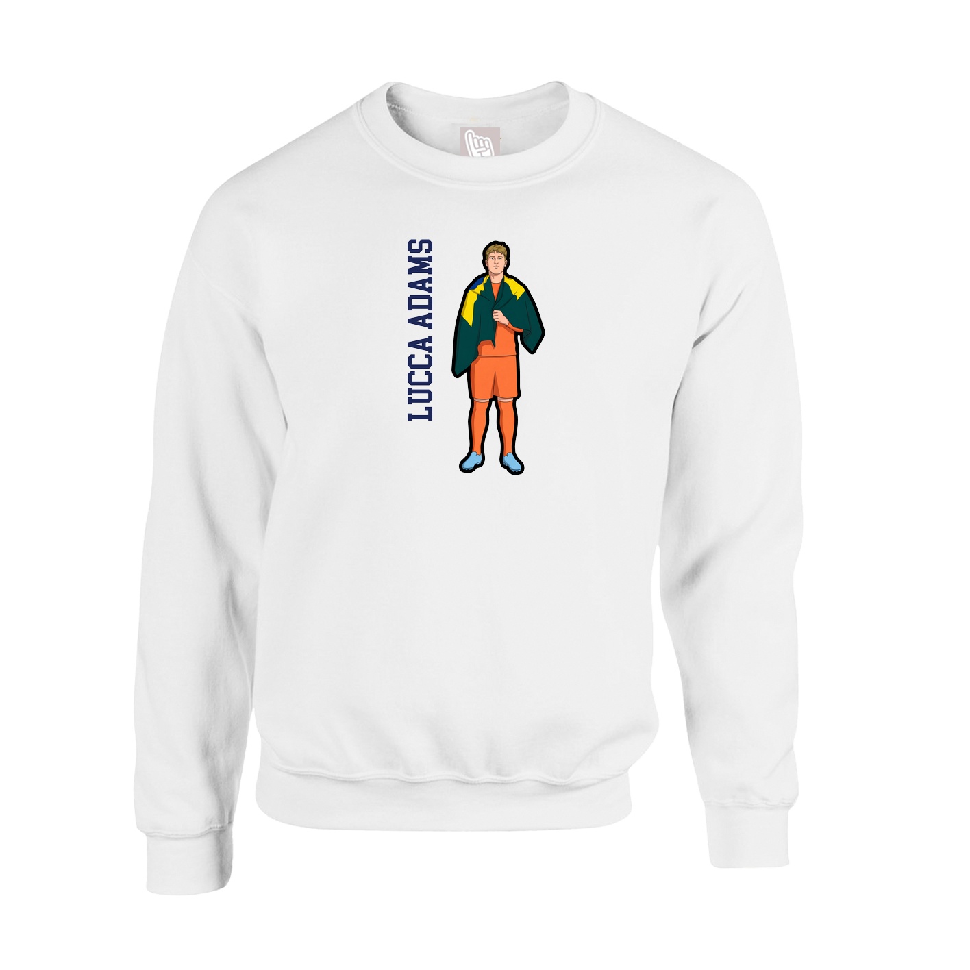 Fleece Crew — Name Vertical in White