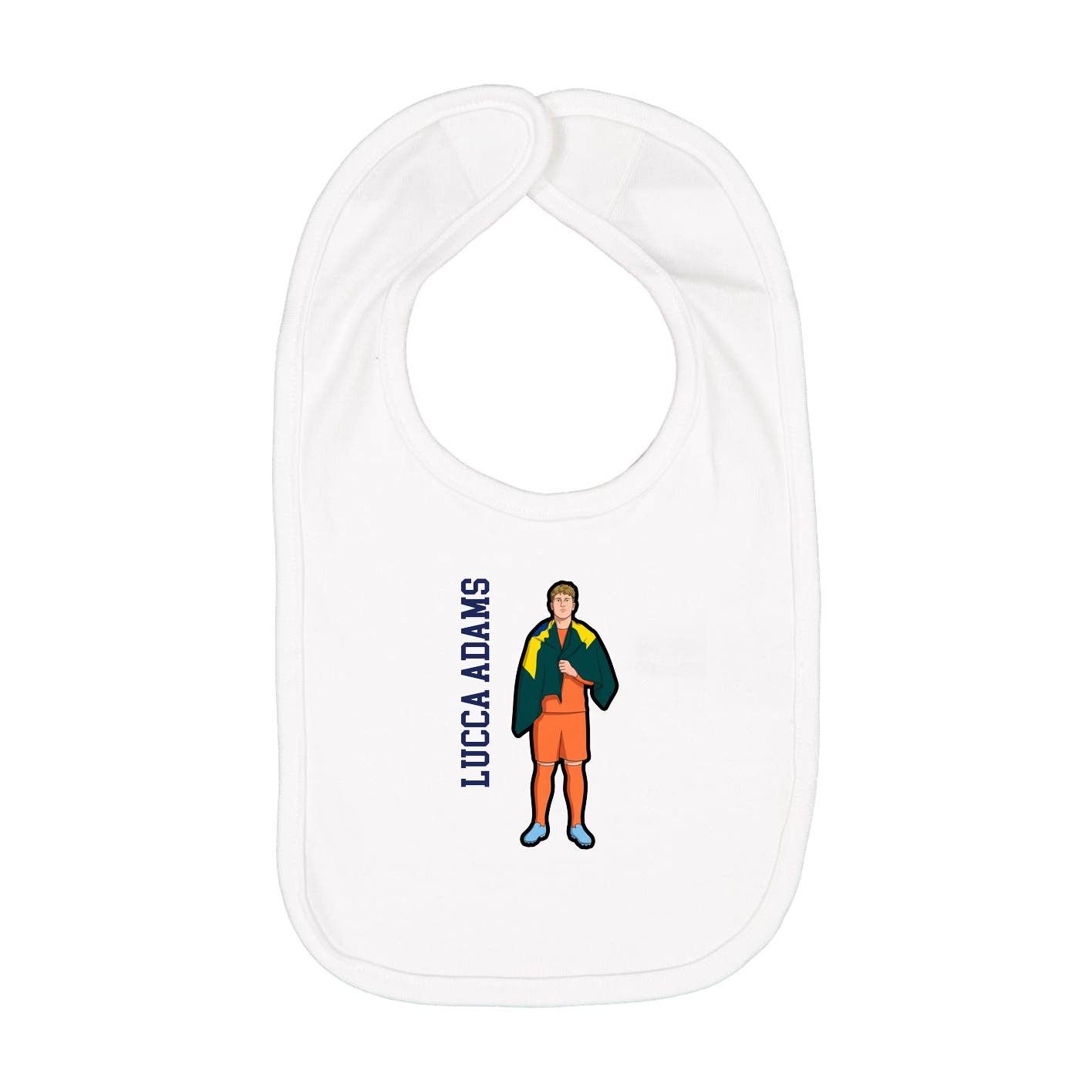 Infant Bib — Name Vertical in White