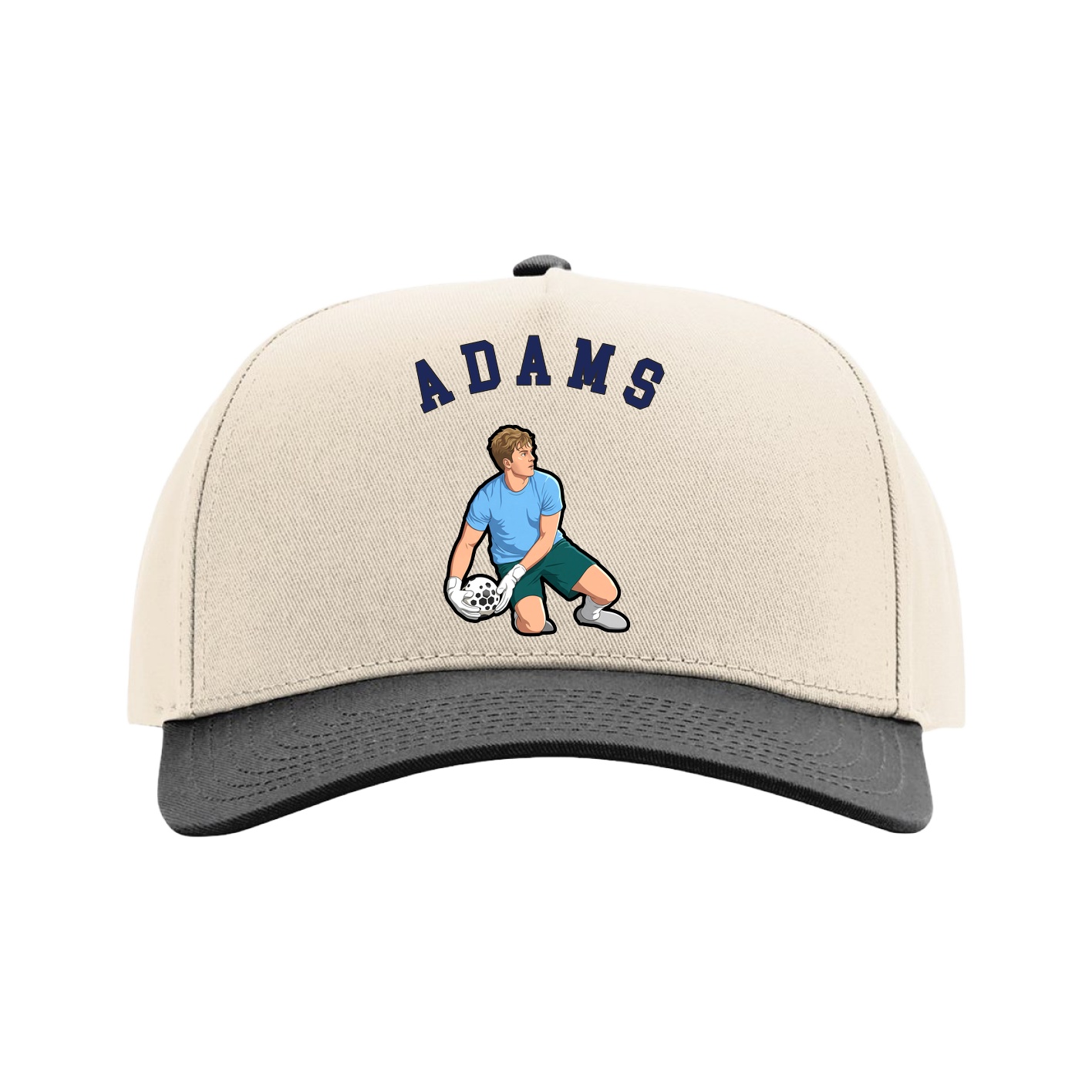 Full Fabric Five-Panel Champ Cap — Shirsey Arch in Cream/Black