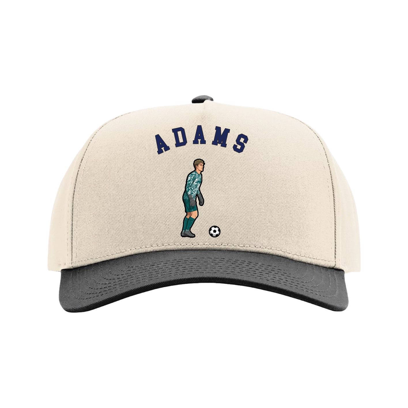 Full Fabric Five-Panel Champ Cap — Shirsey Arch in Cream/Black