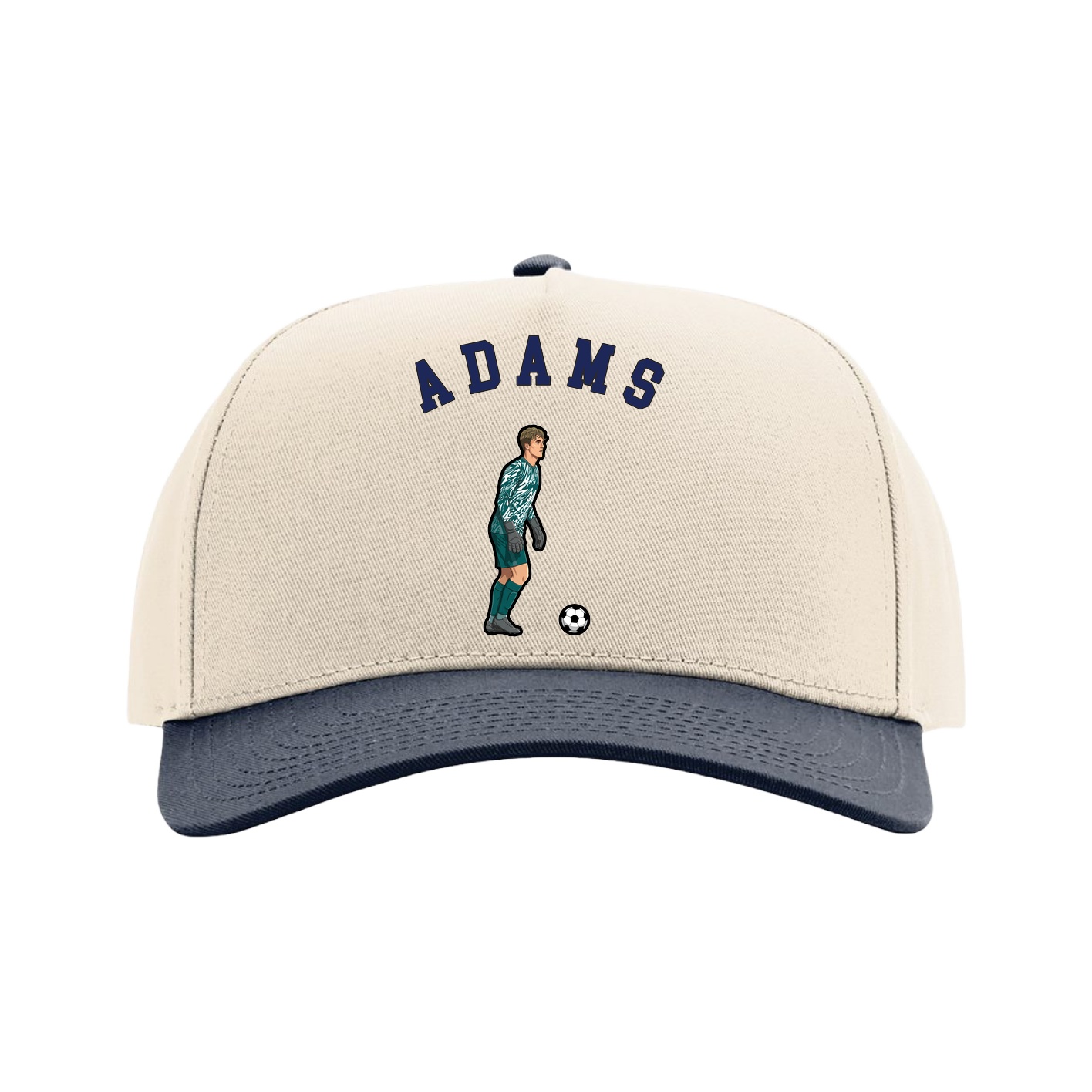 Full Fabric Five-Panel Champ Cap — Shirsey Arch in Cream/Navy