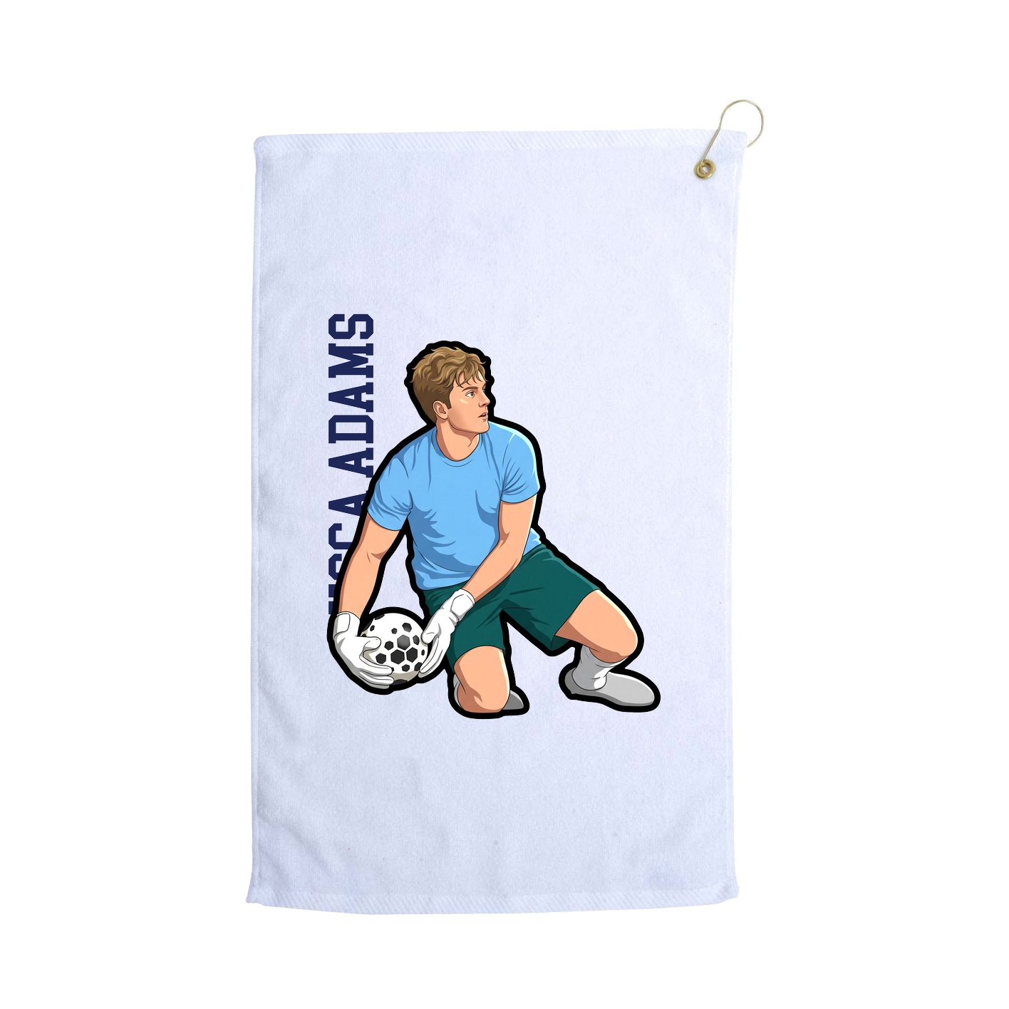 Golf Towel — Name Vertical in White