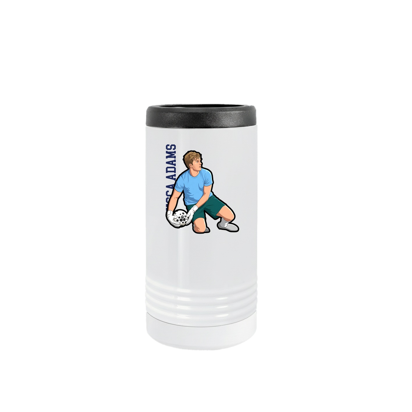Slim Beverage Holder — Name Vertical in White