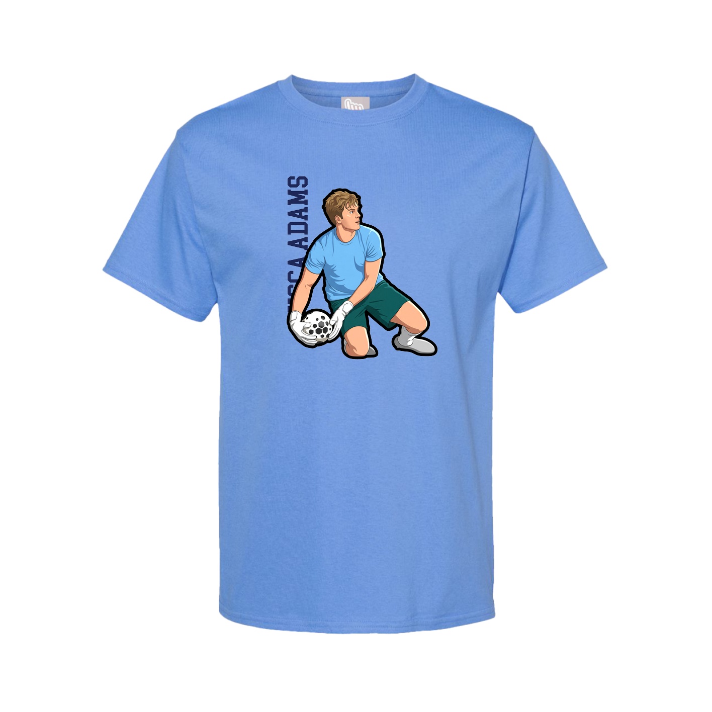 Tee — Name Vertical in Powder Blue