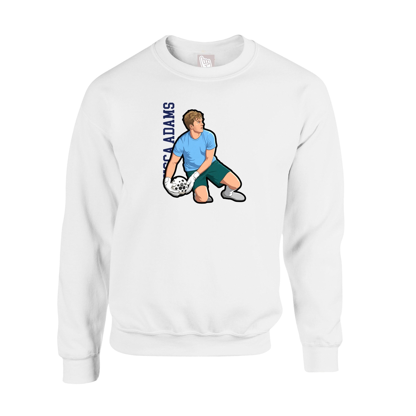 Fleece Crew — Name Vertical in White