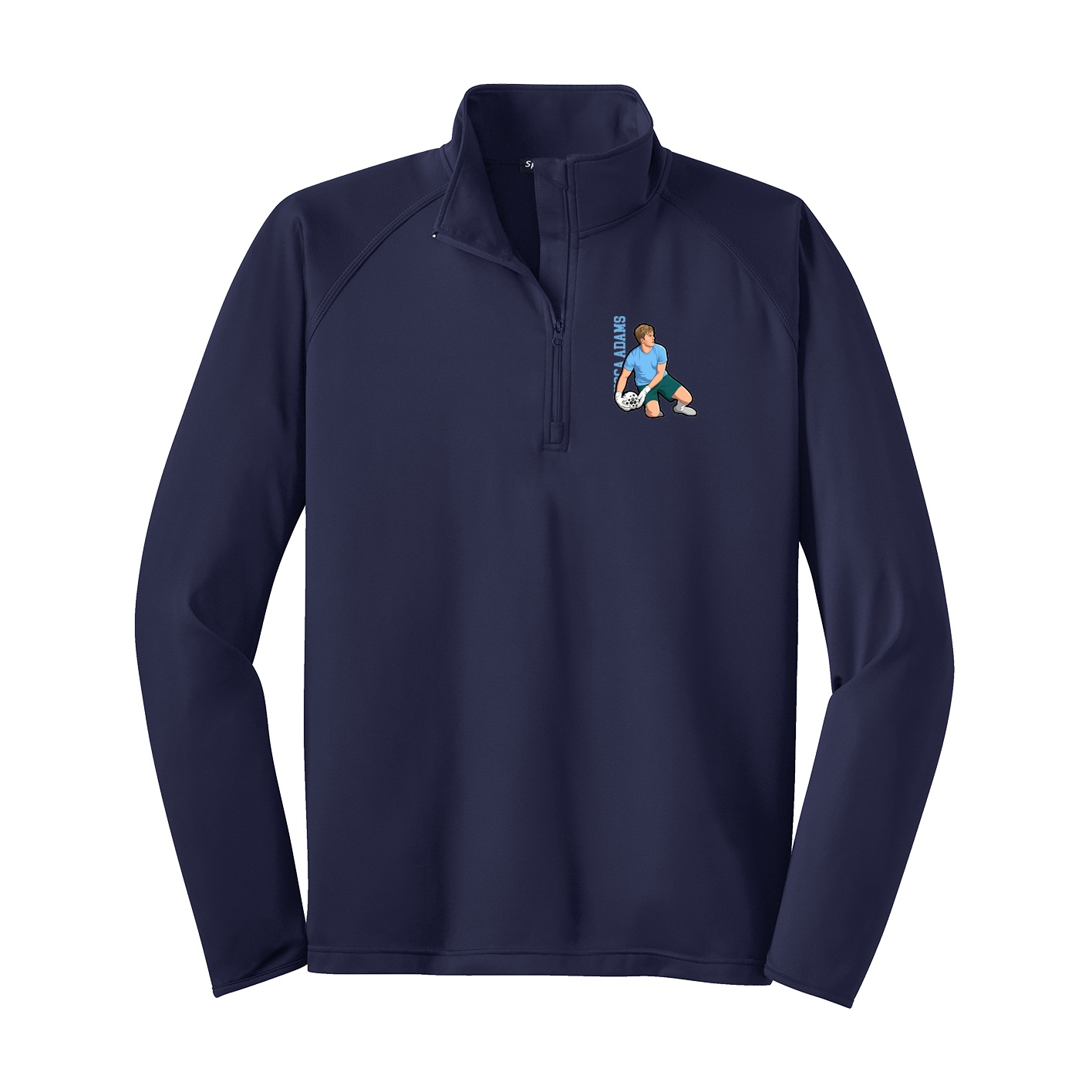 Q-Zip Pullover — Name Vertical in Navy