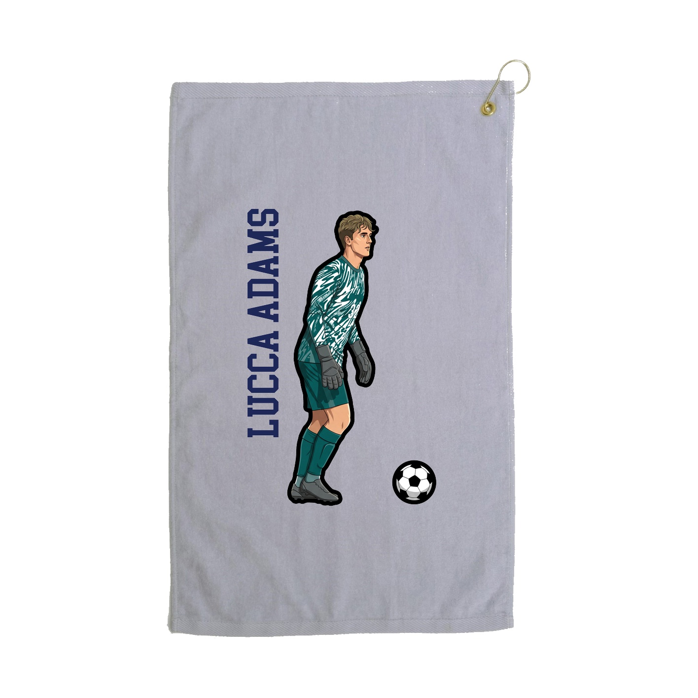 Golf Towel — Name Vertical in Grey