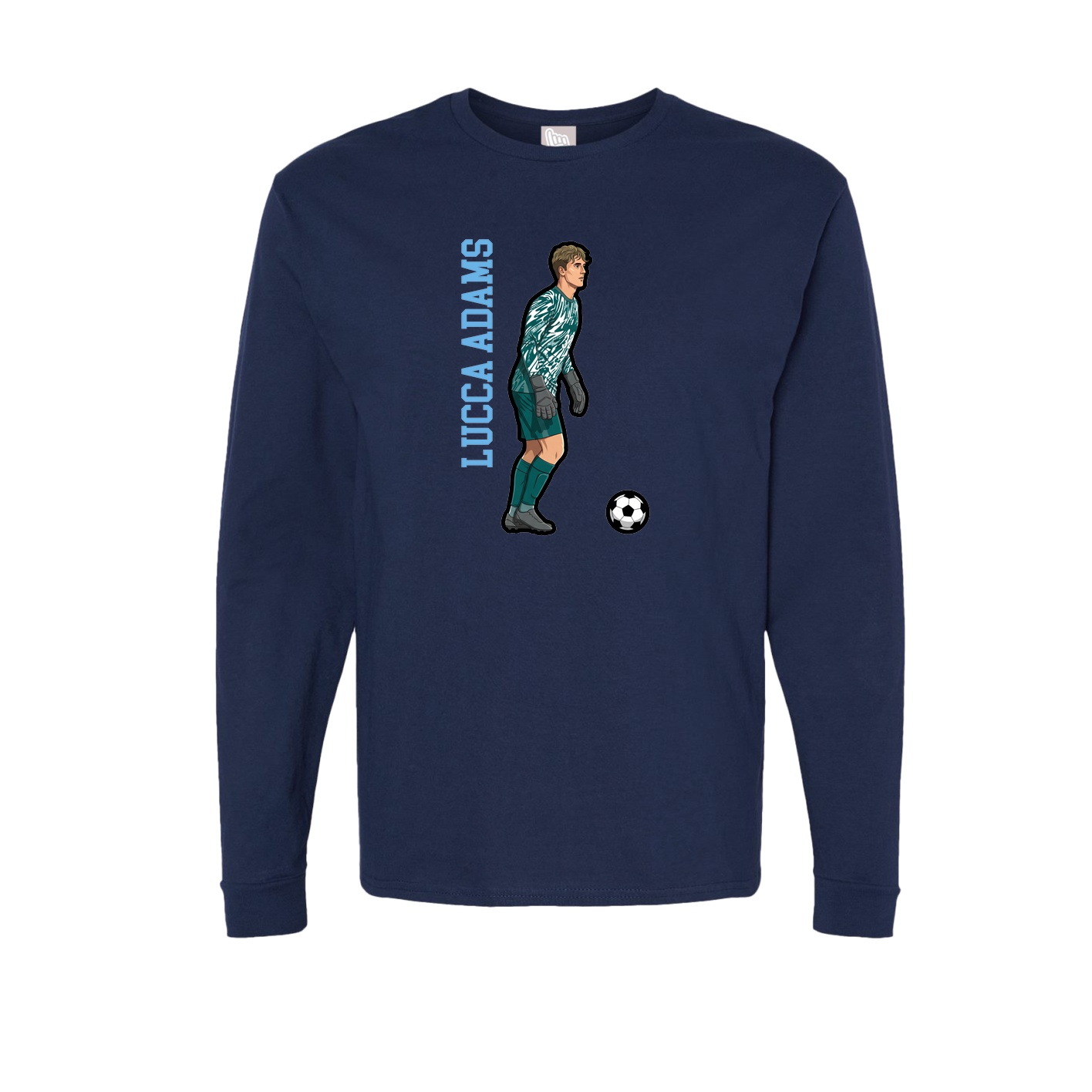 Long Sleeve Tee — Name Vertical in Navy