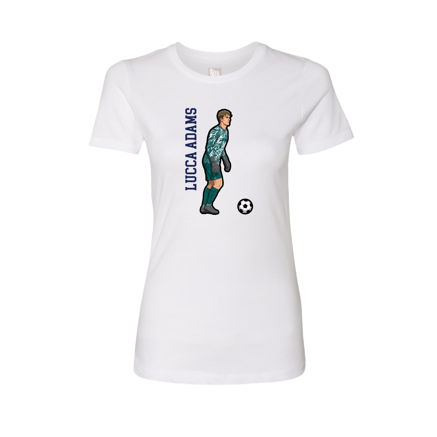 Womens Tee — Name Vertical in White