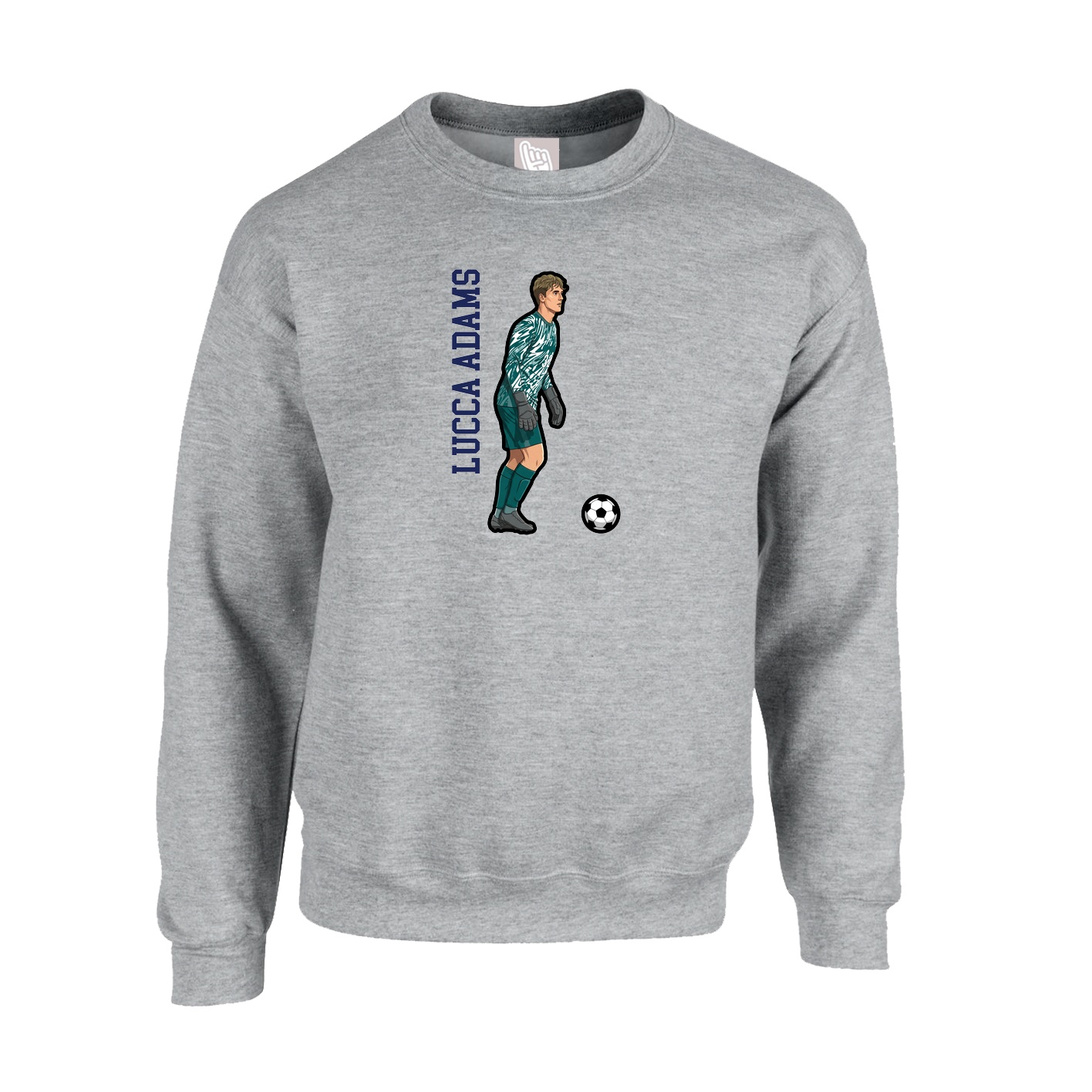 Fleece Crew — Name Vertical in Grey