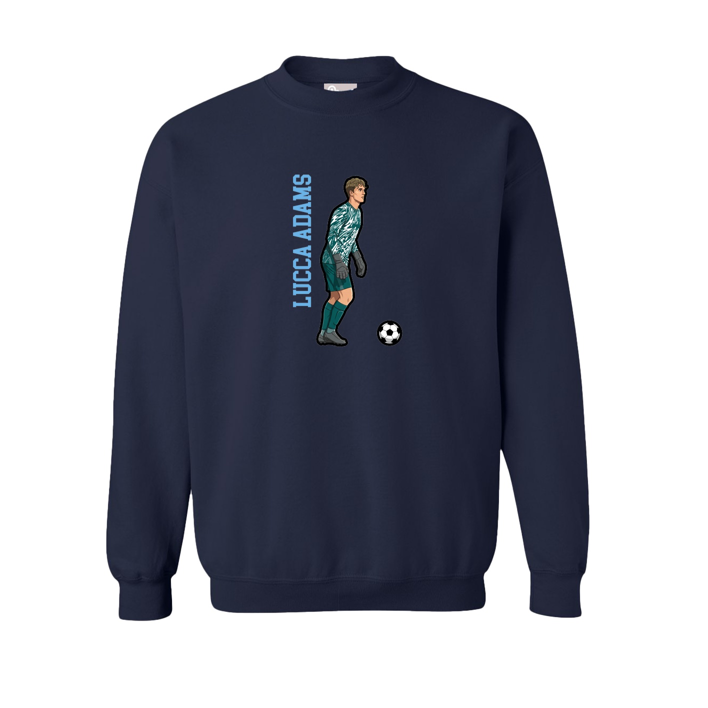 Fleece Crew — Name Vertical in Navy