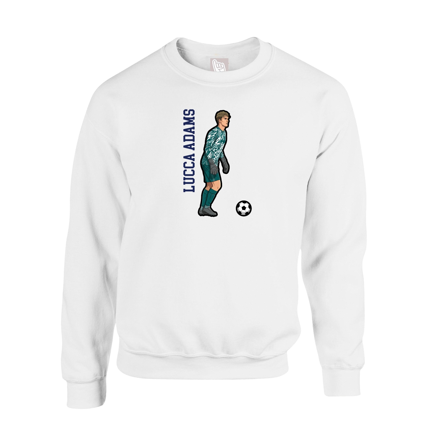 Fleece Crew — Name Vertical in White