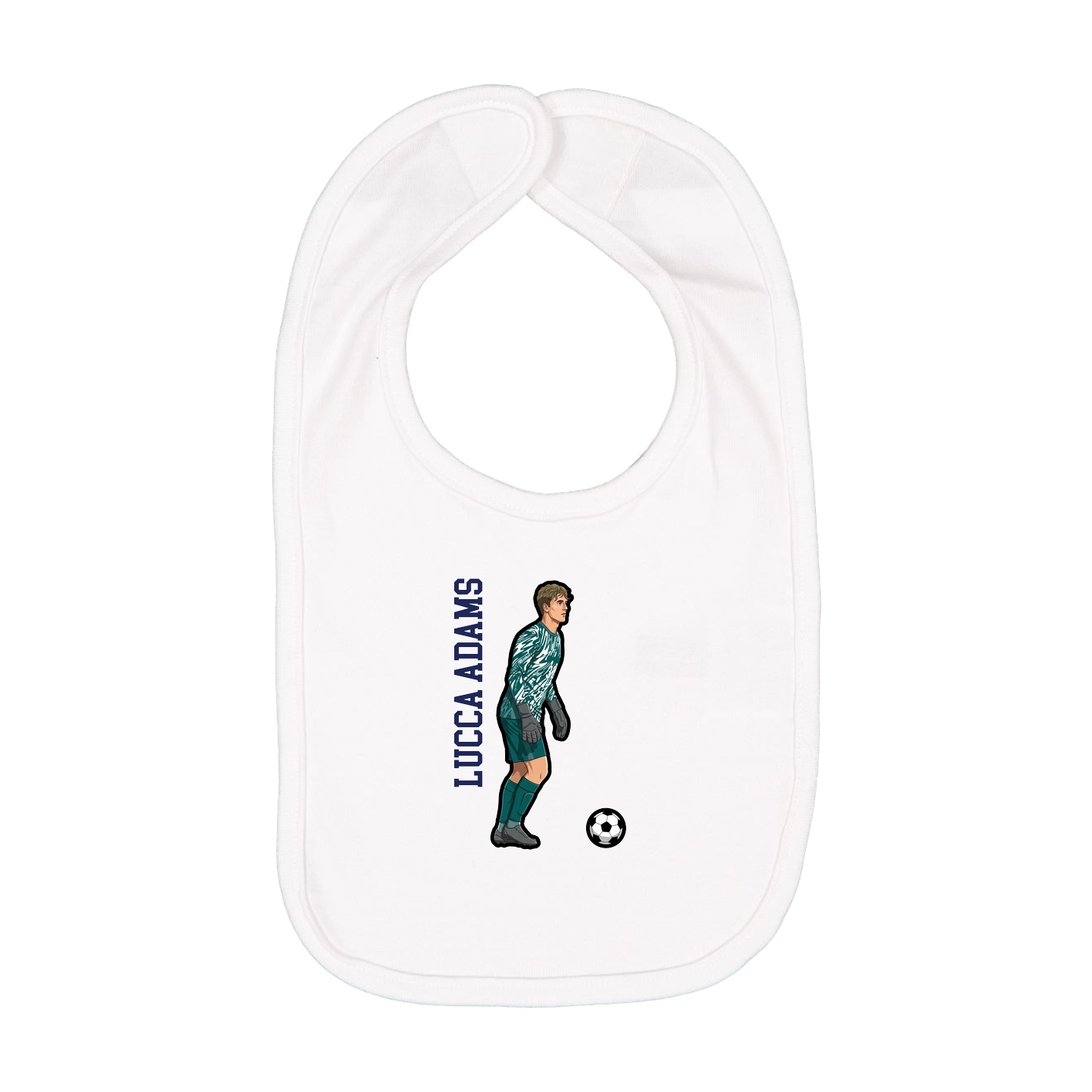 Infant Bib — Name Vertical in White
