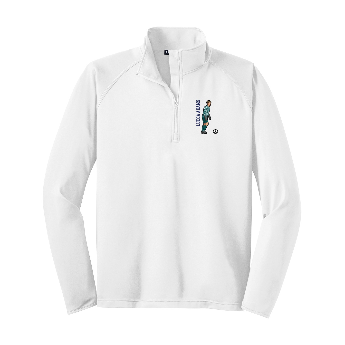Q-Zip Pullover — Name Vertical in White