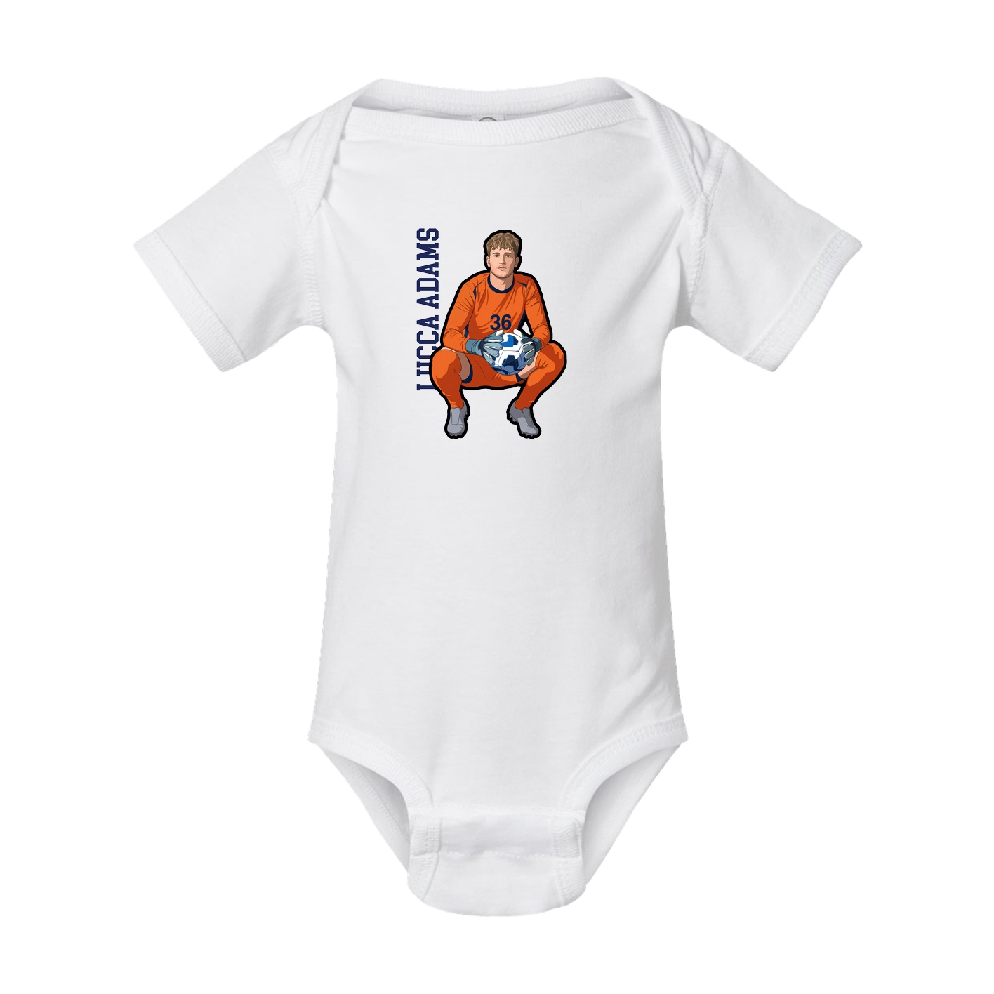 Baby Onesie — Name Vertical in White