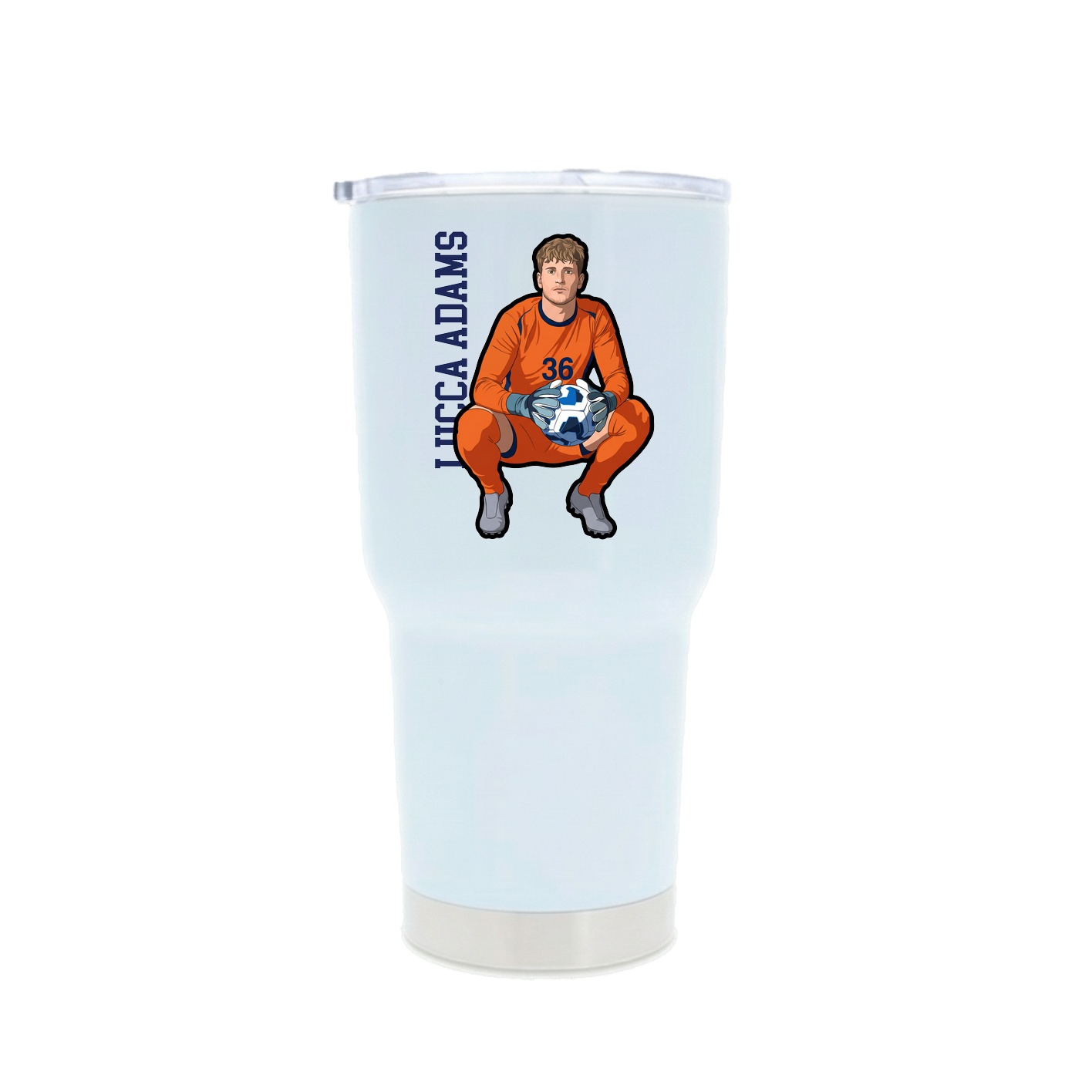 30oz Stainless Steel Tumbler — Name Vertical in White