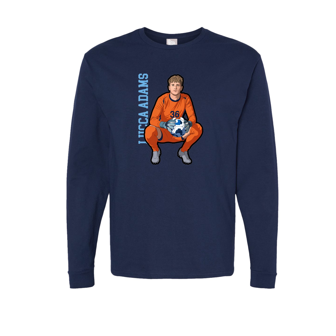 Long Sleeve Tee — Name Vertical in Navy