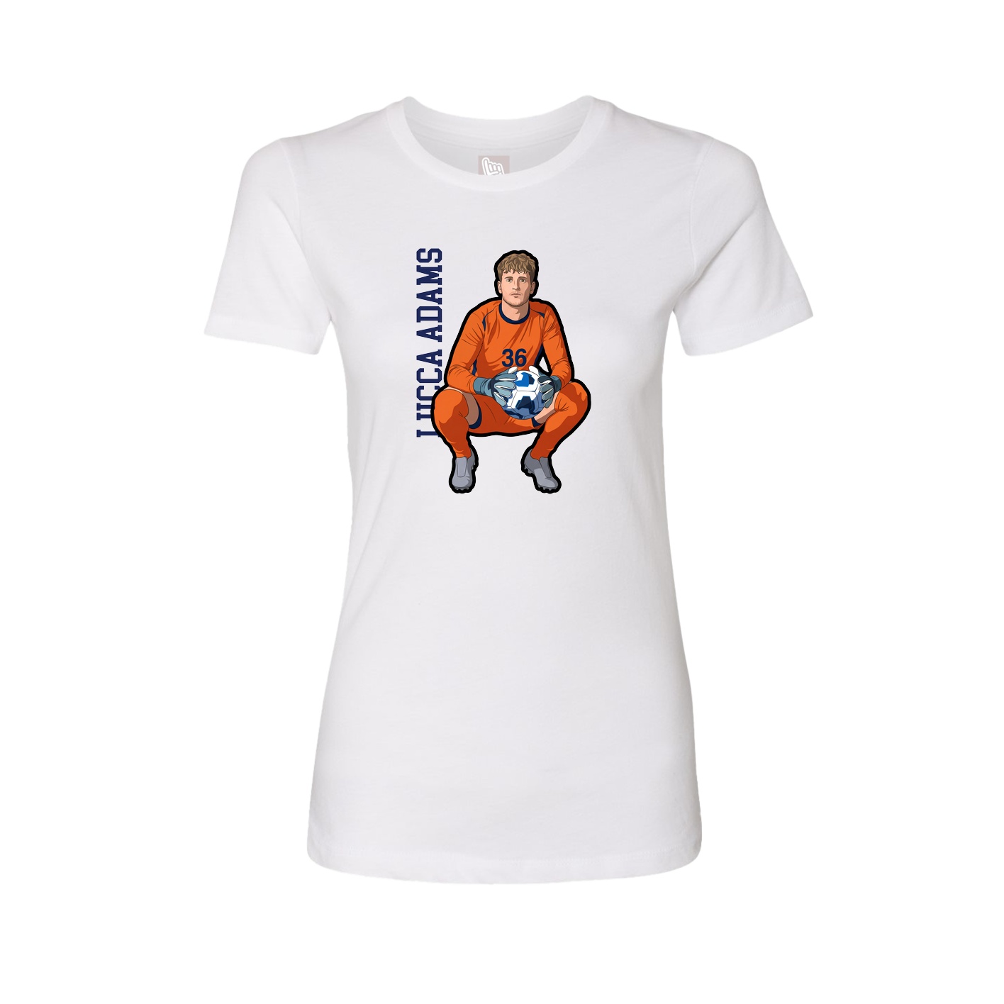 Womens Tee — Name Vertical in White
