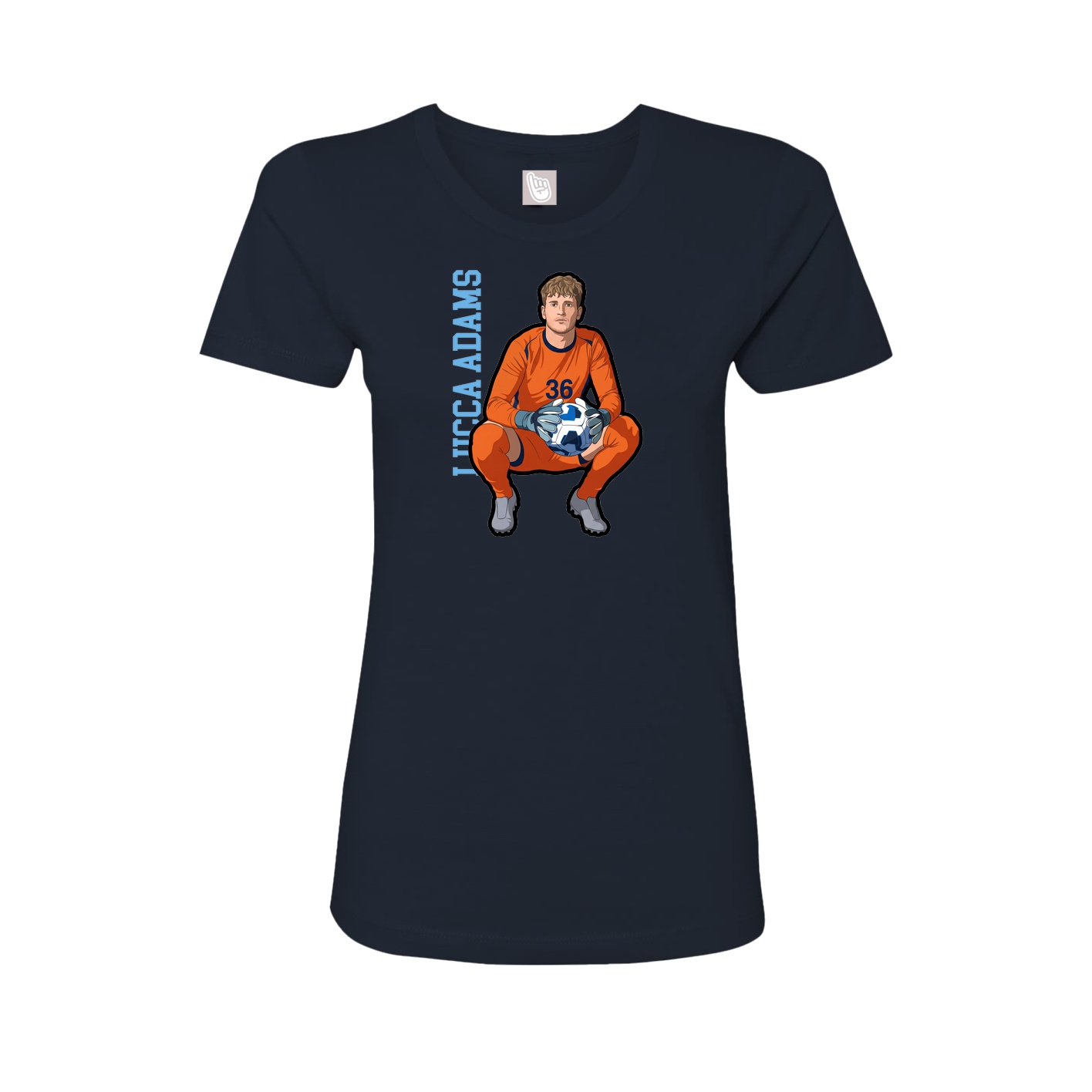 Womens Tee — Name Vertical in Navy