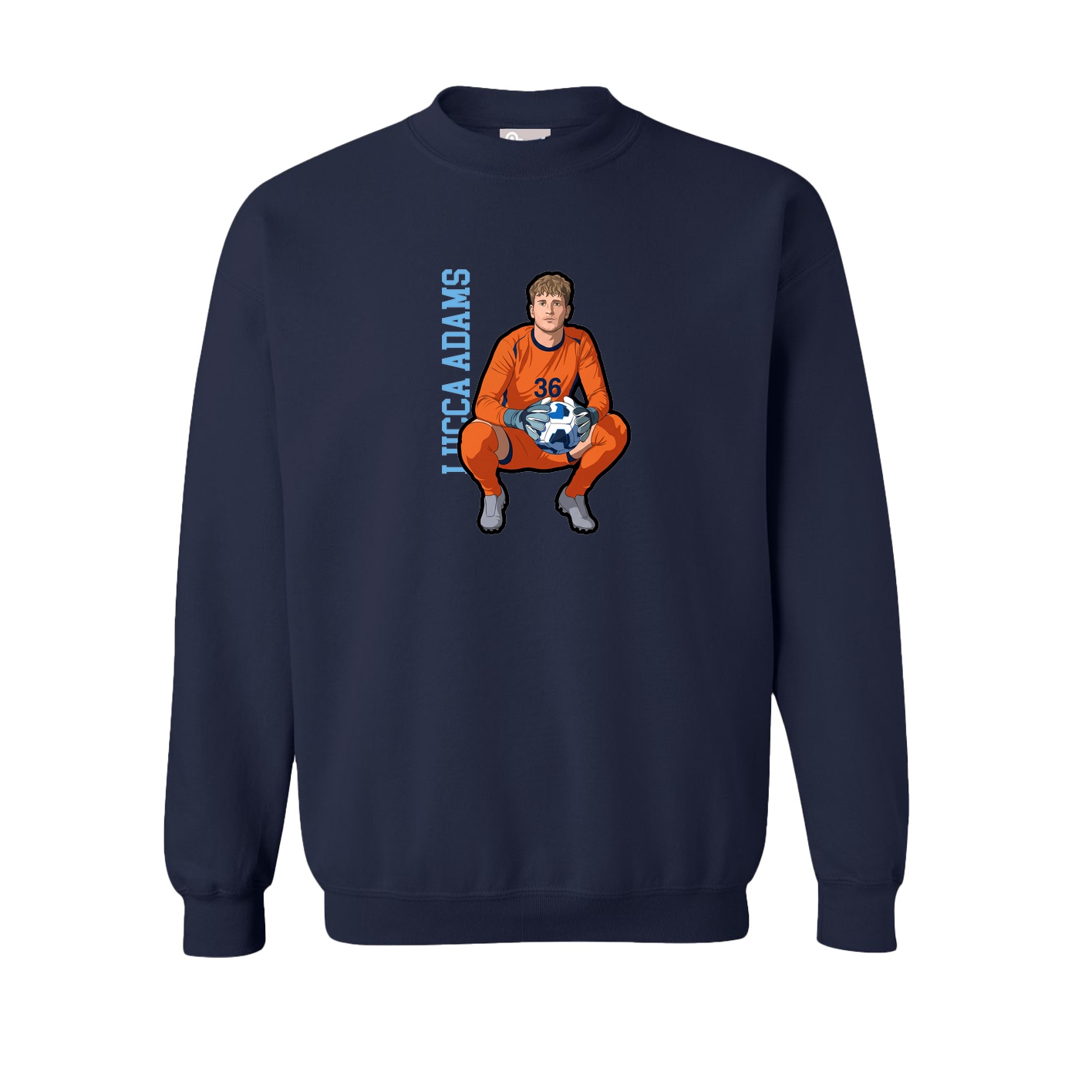 Fleece Crew — Name Vertical in Navy