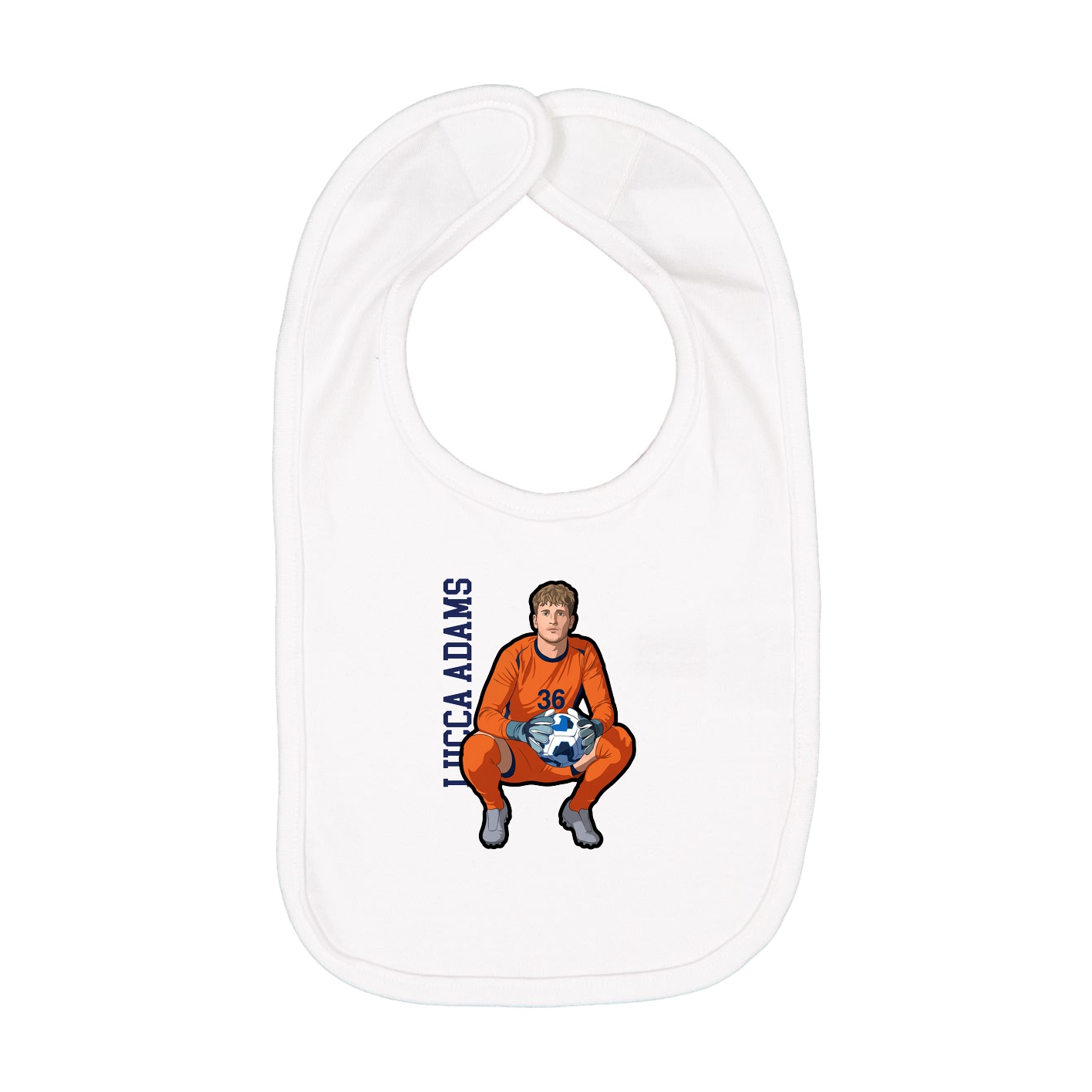 Infant Bib — Name Vertical in White