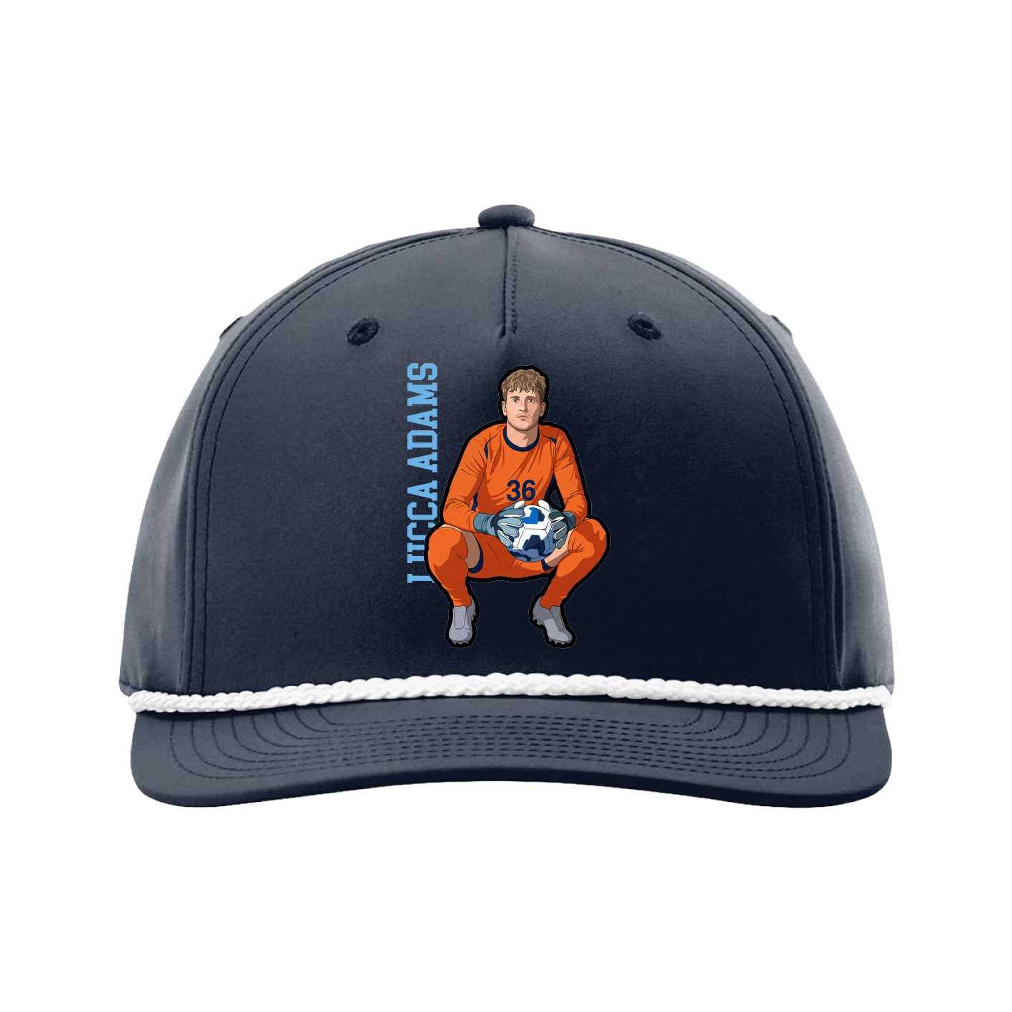 Five-Panel Classic Rope Cap — Name Vertical in Navy