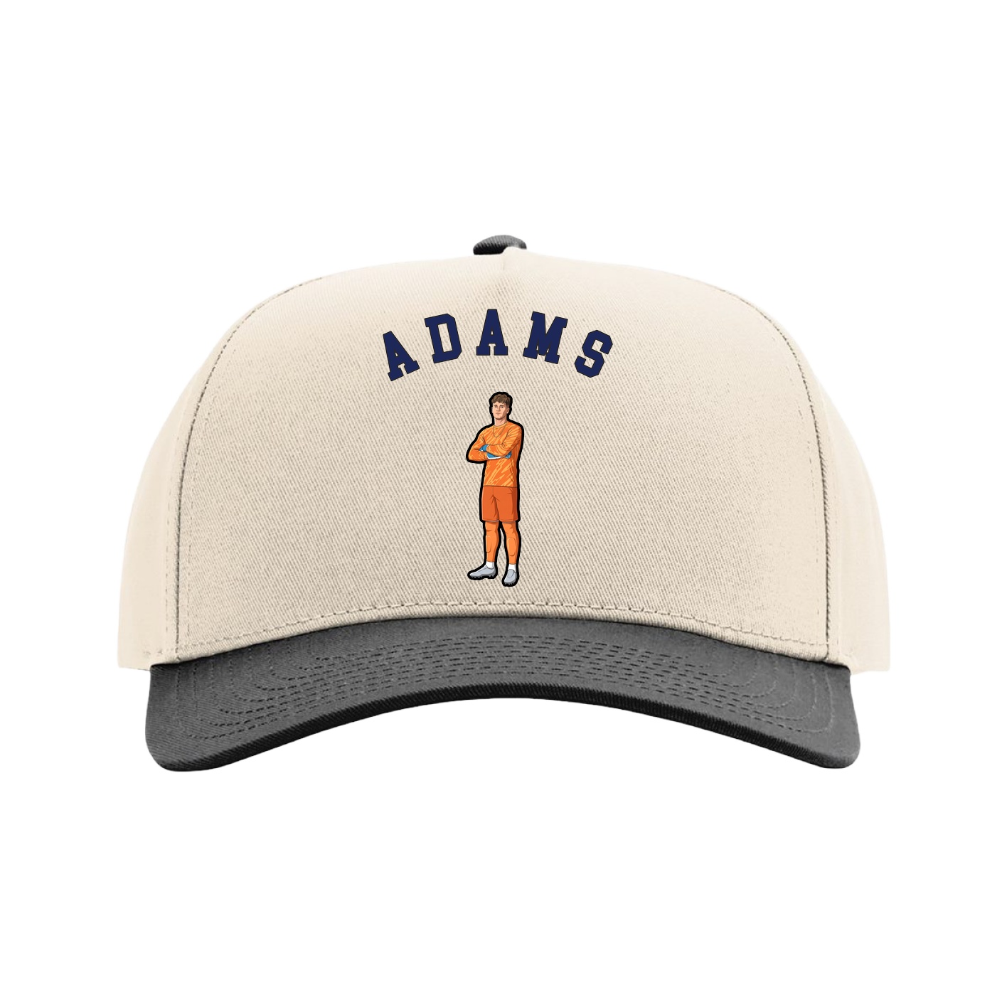 Full Fabric Five-Panel Champ Cap — Shirsey Arch in Cream/Black